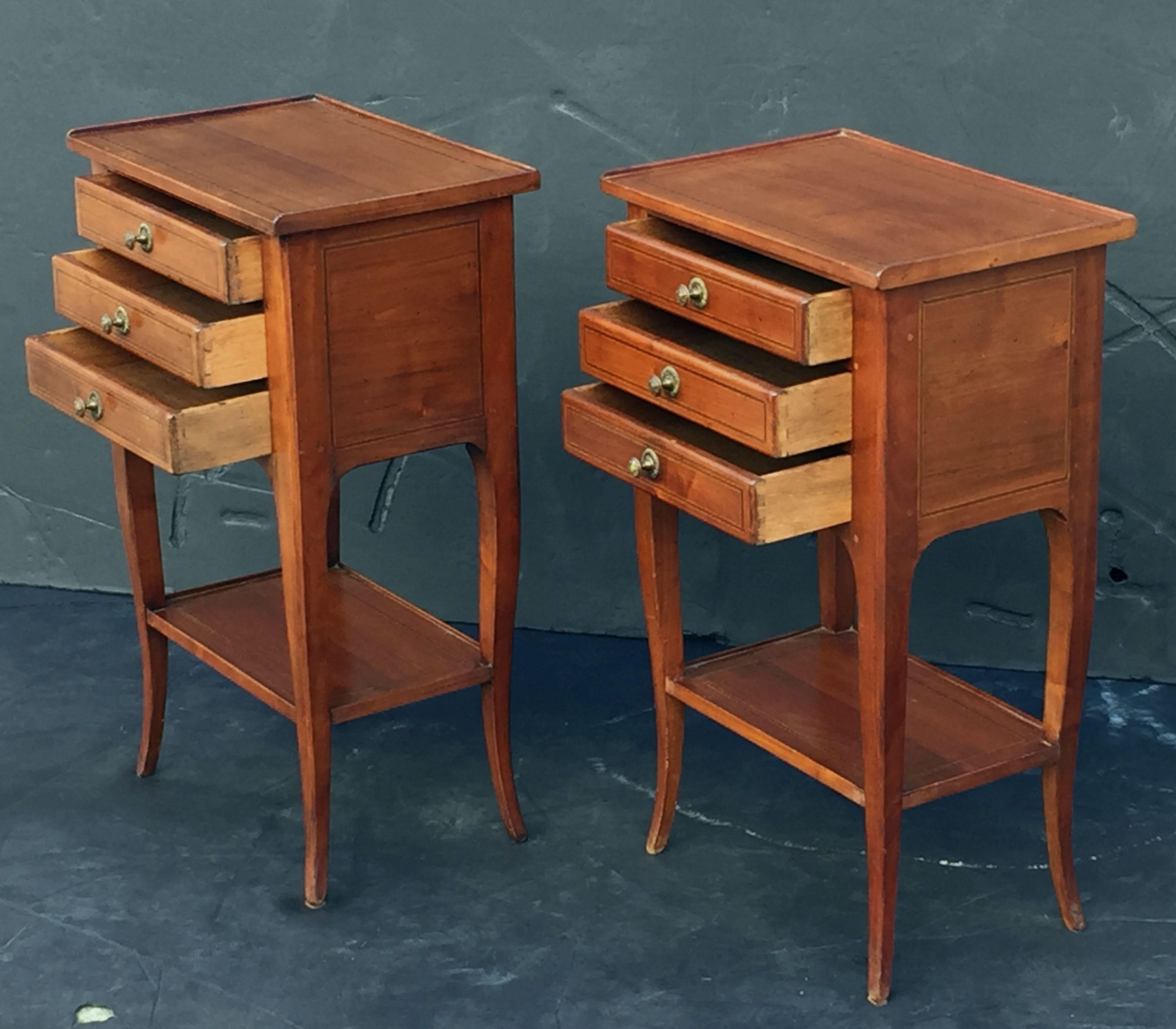 20th Century French Nightstands or Side Tables of Chestnut 'Priced as a Pair'