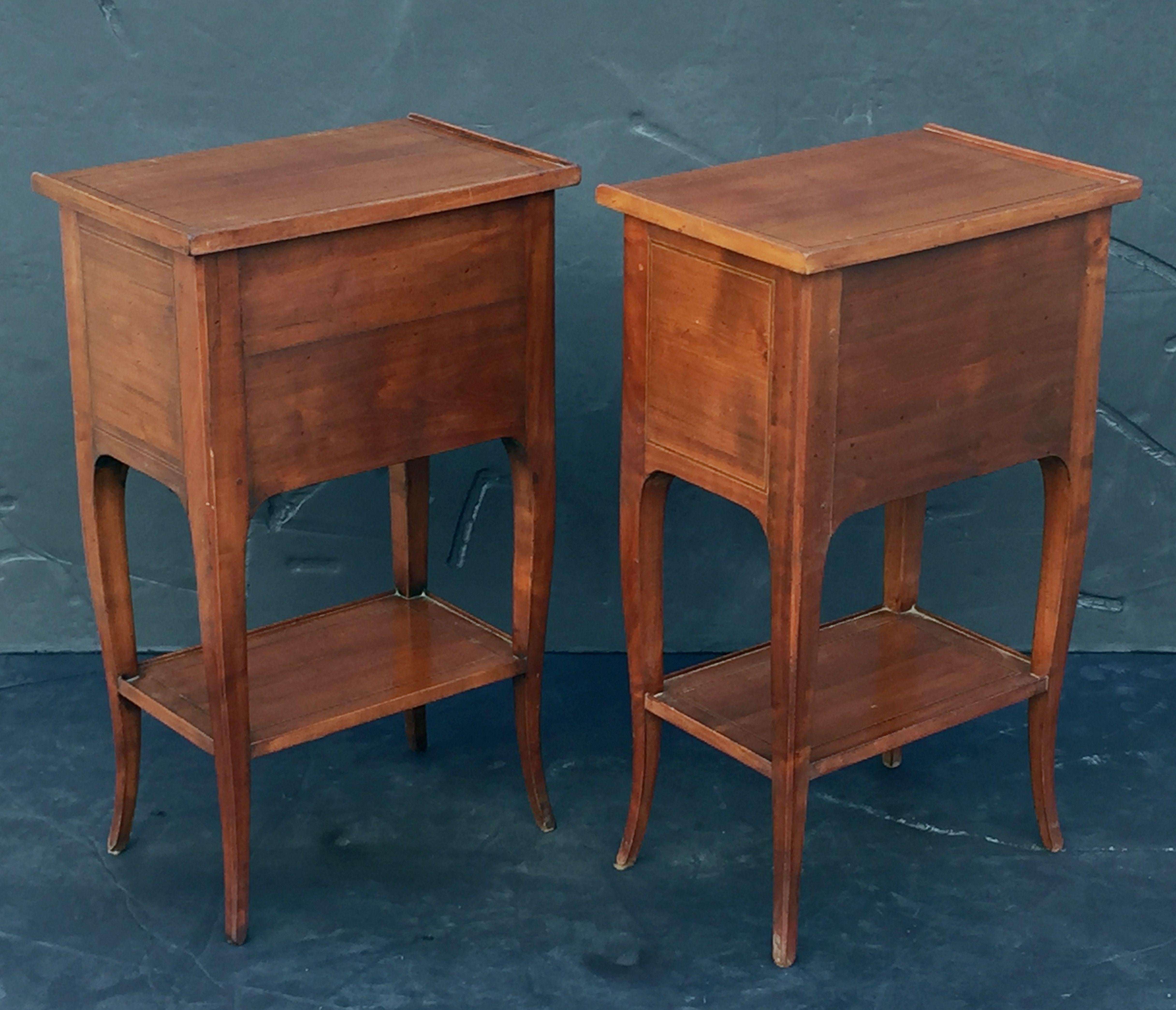 Metal French Nightstands or Side Tables of Chestnut 'Priced as a Pair'