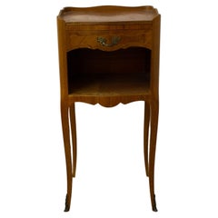 French Nightsand Bedside - Louis XV Style - Inlaid Wood - 1950 France