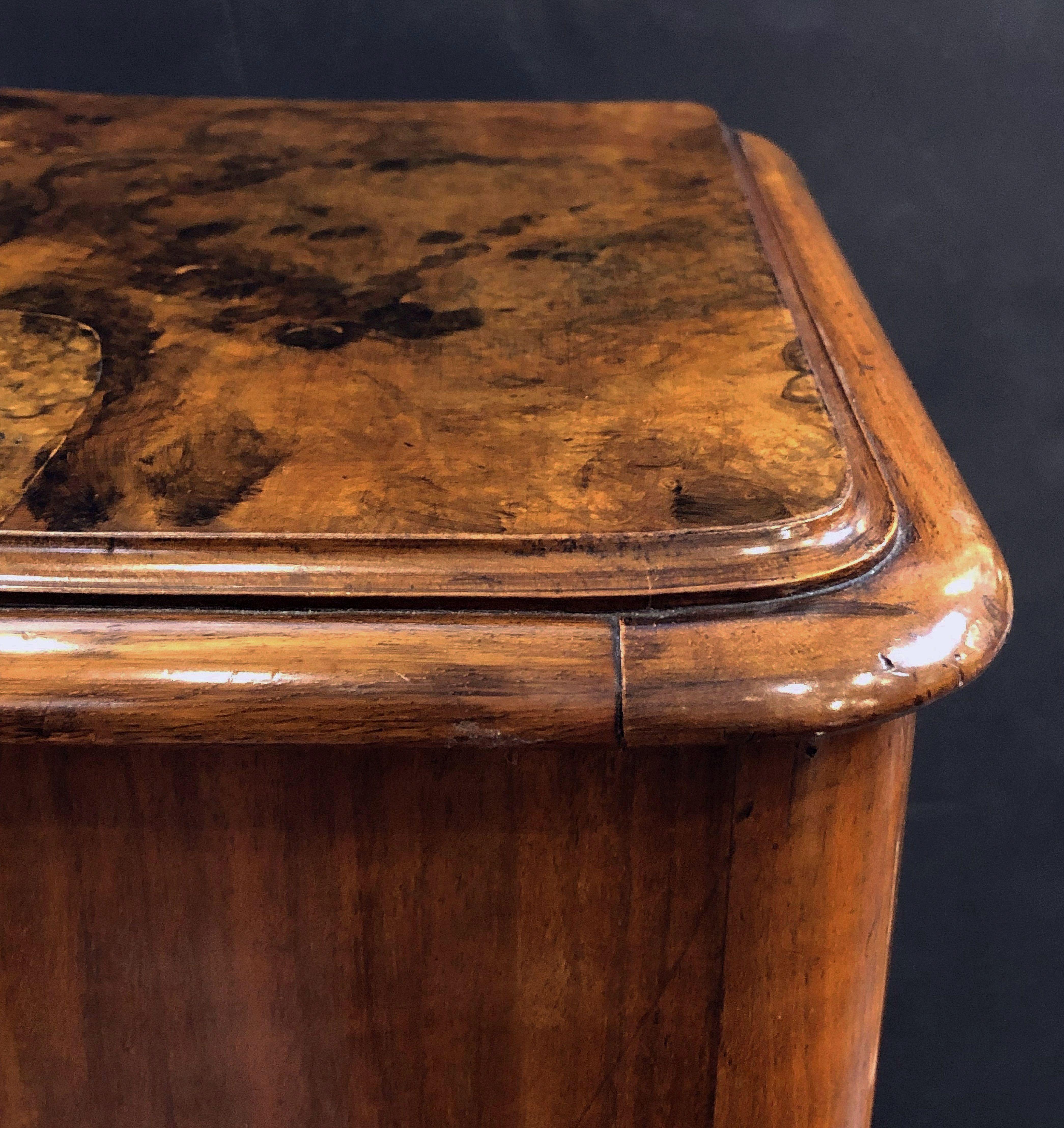 French Nightstand or Bedside Table of Burled Walnut 8