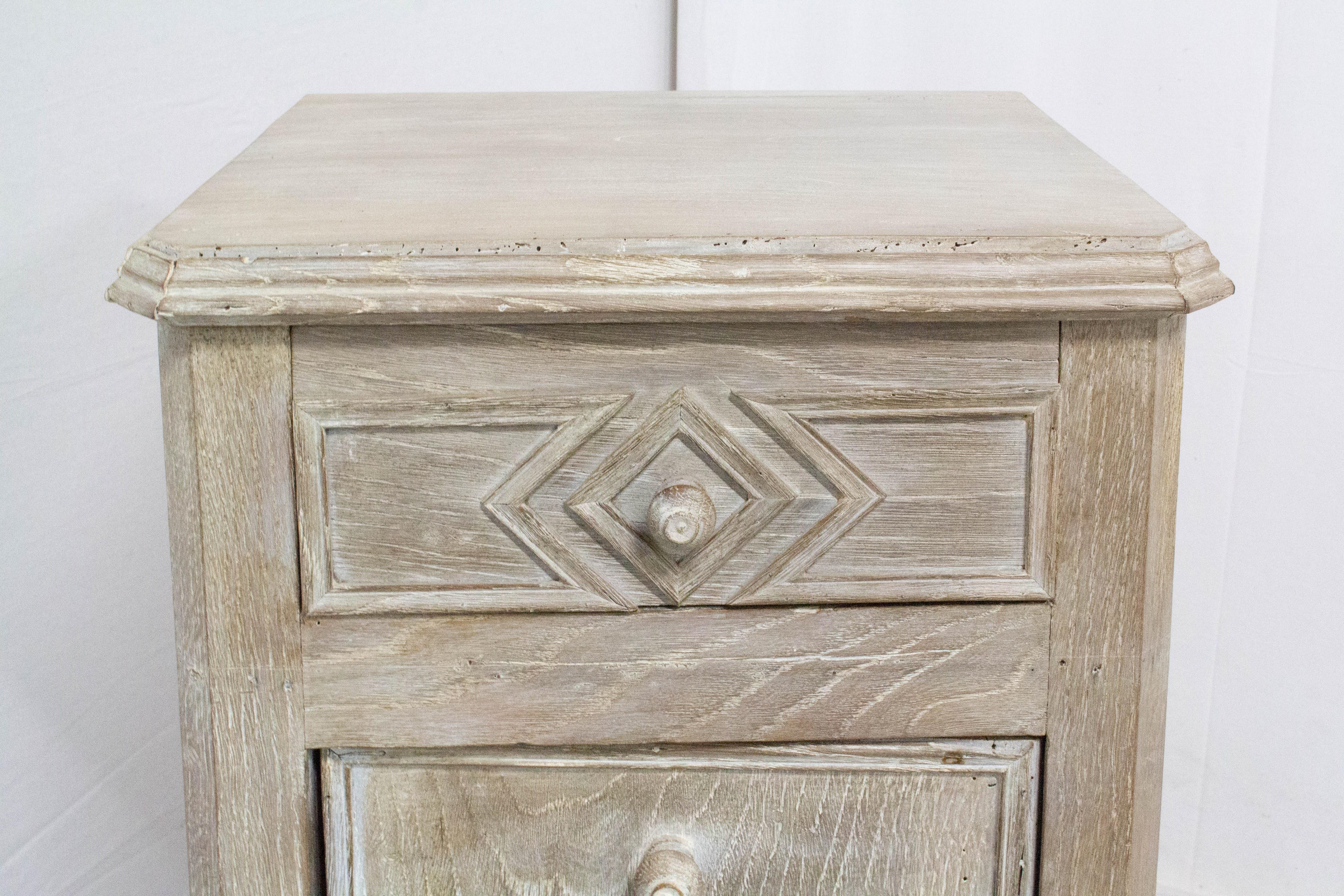 French Nightstand Side Cabinet Bedside Cerused, Late 19th Century For Sale 5