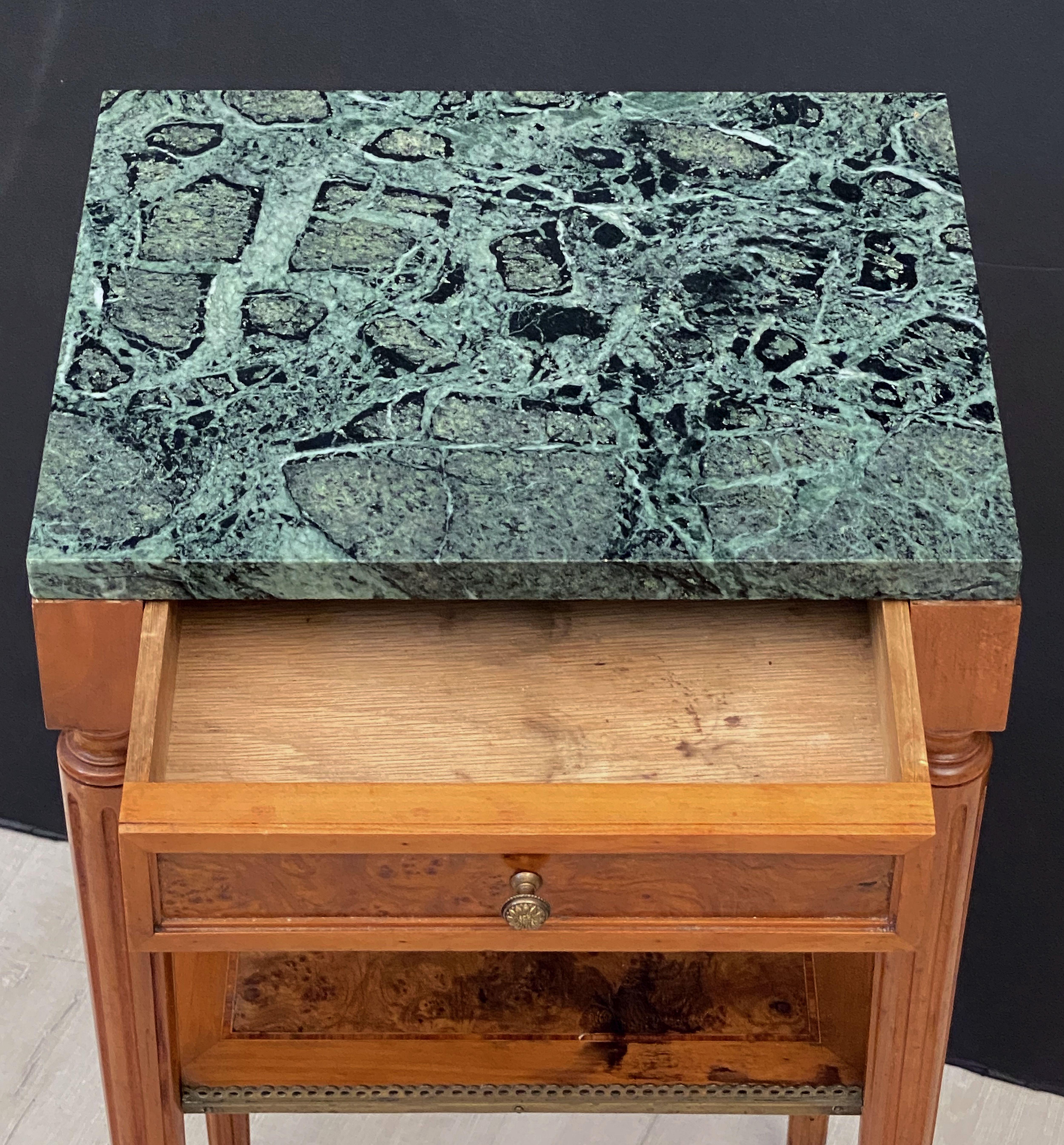 French Nightstands or Bedside Tables with Marble Tops, Individually Priced 8