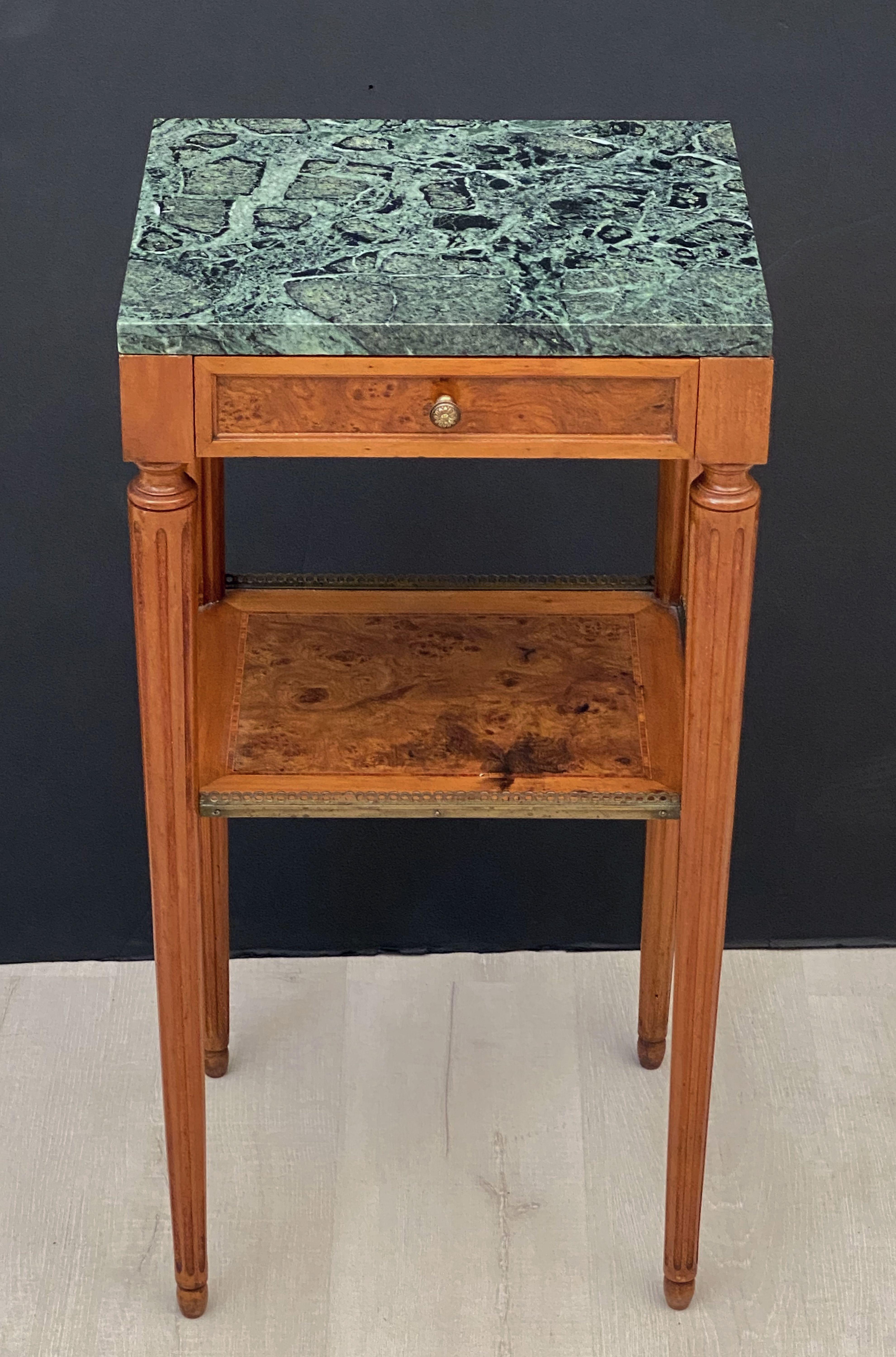 French Nightstands or Bedside Tables with Marble Tops, Individually Priced 10