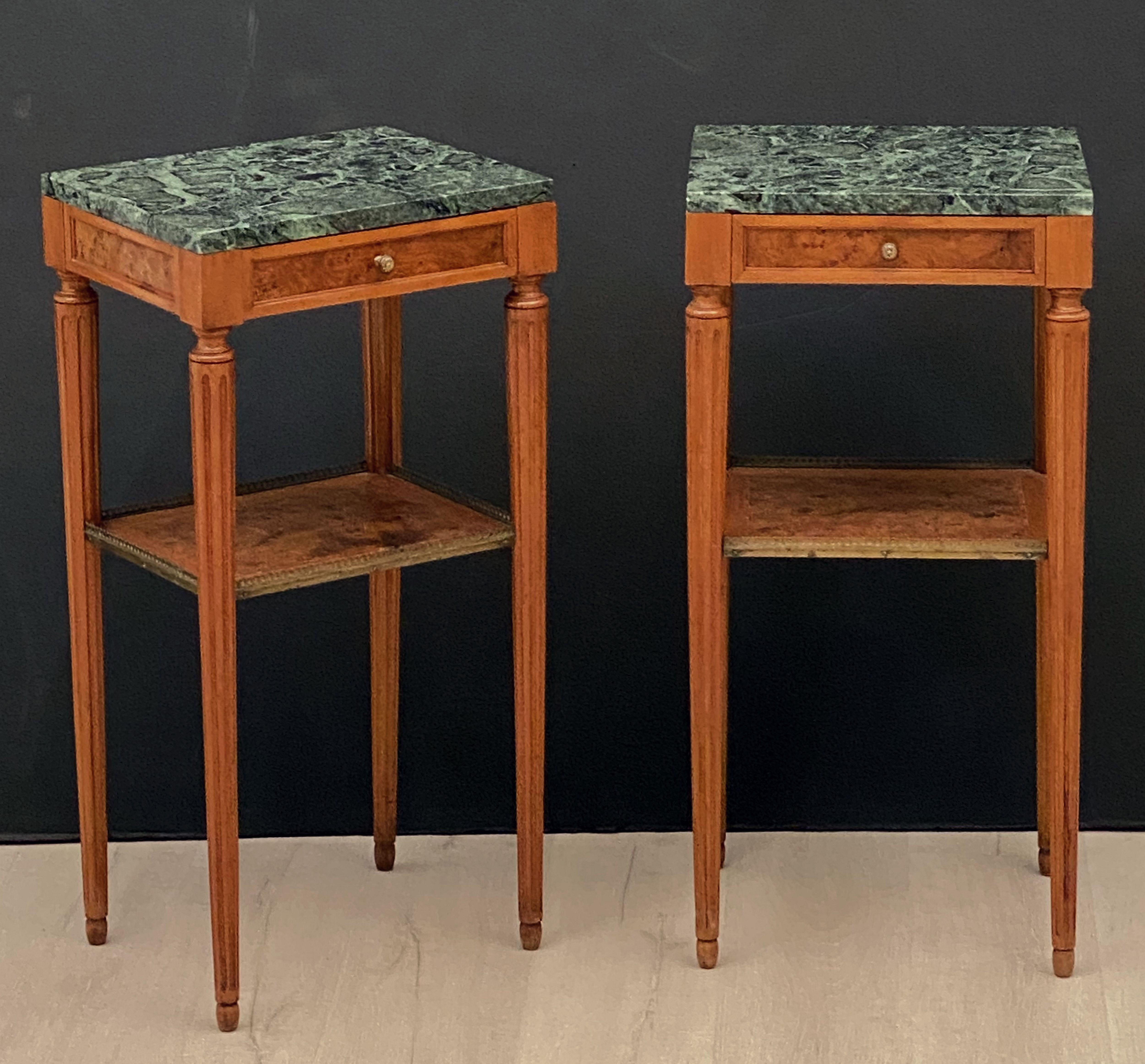 French Nightstands or Bedside Tables with Marble Tops, Individually Priced 13