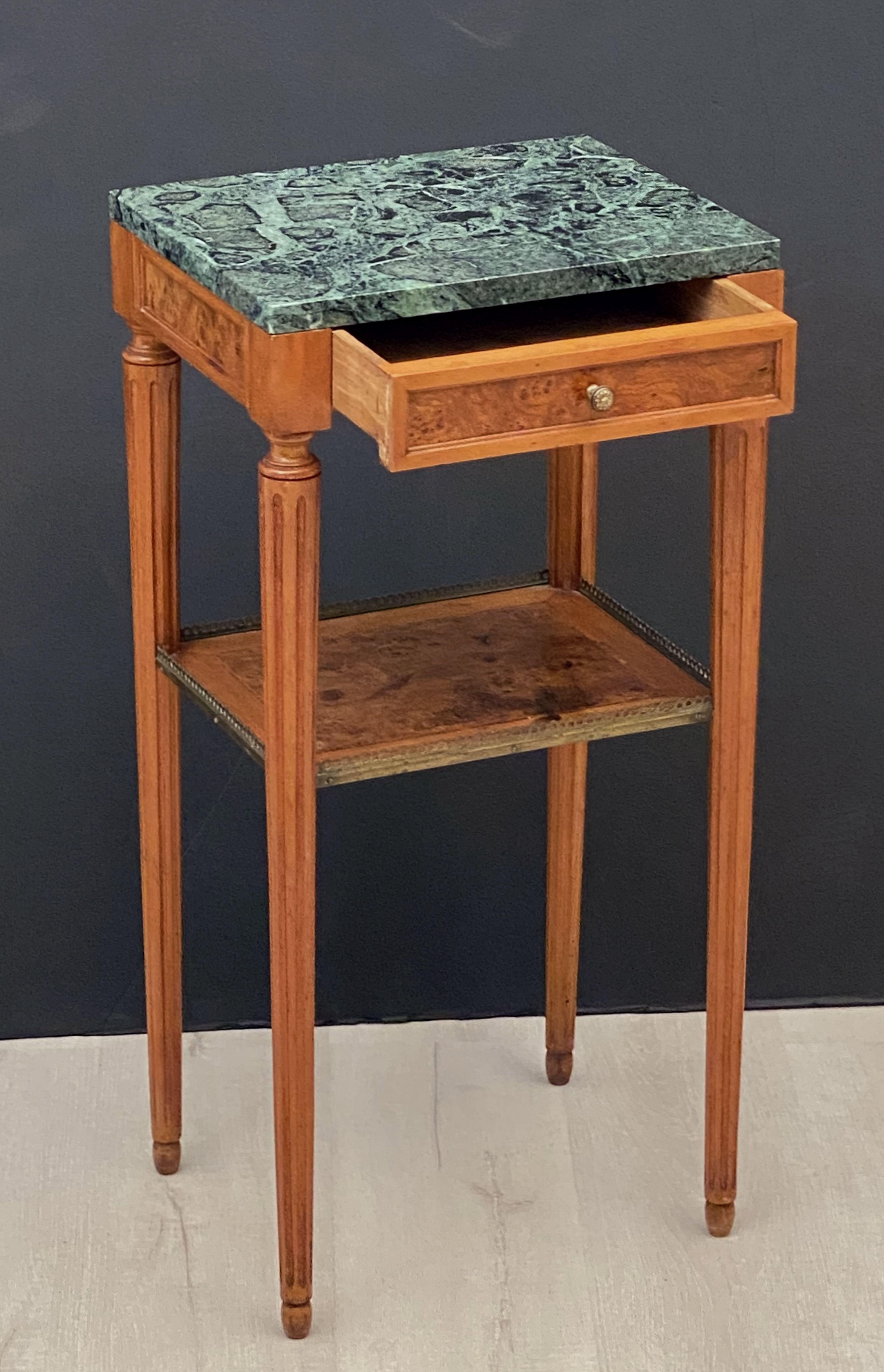 20th Century French Nightstands or Bedside Tables with Marble Tops, Individually Priced