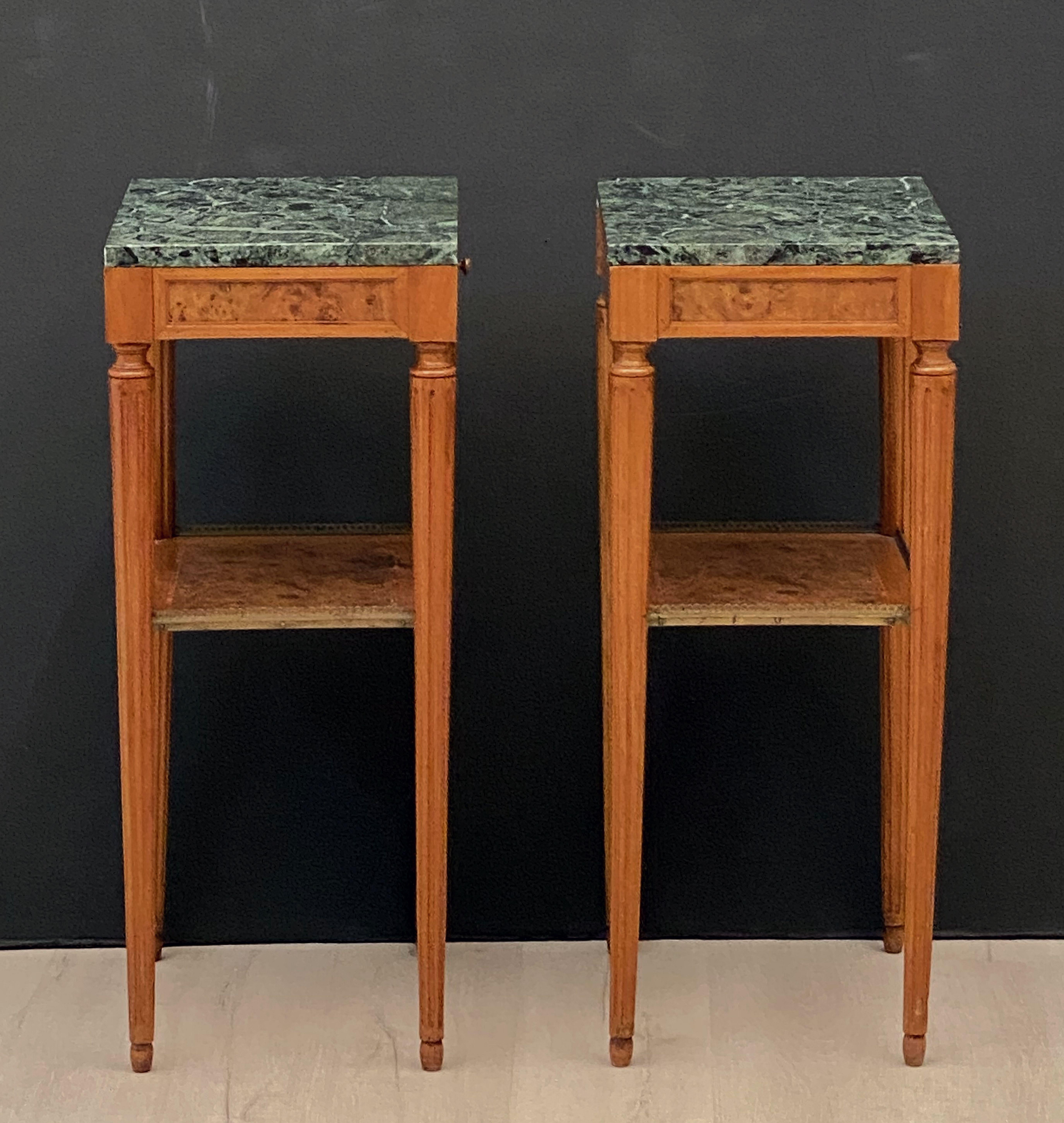 French Nightstands or Bedside Tables with Marble Tops, Individually Priced 3