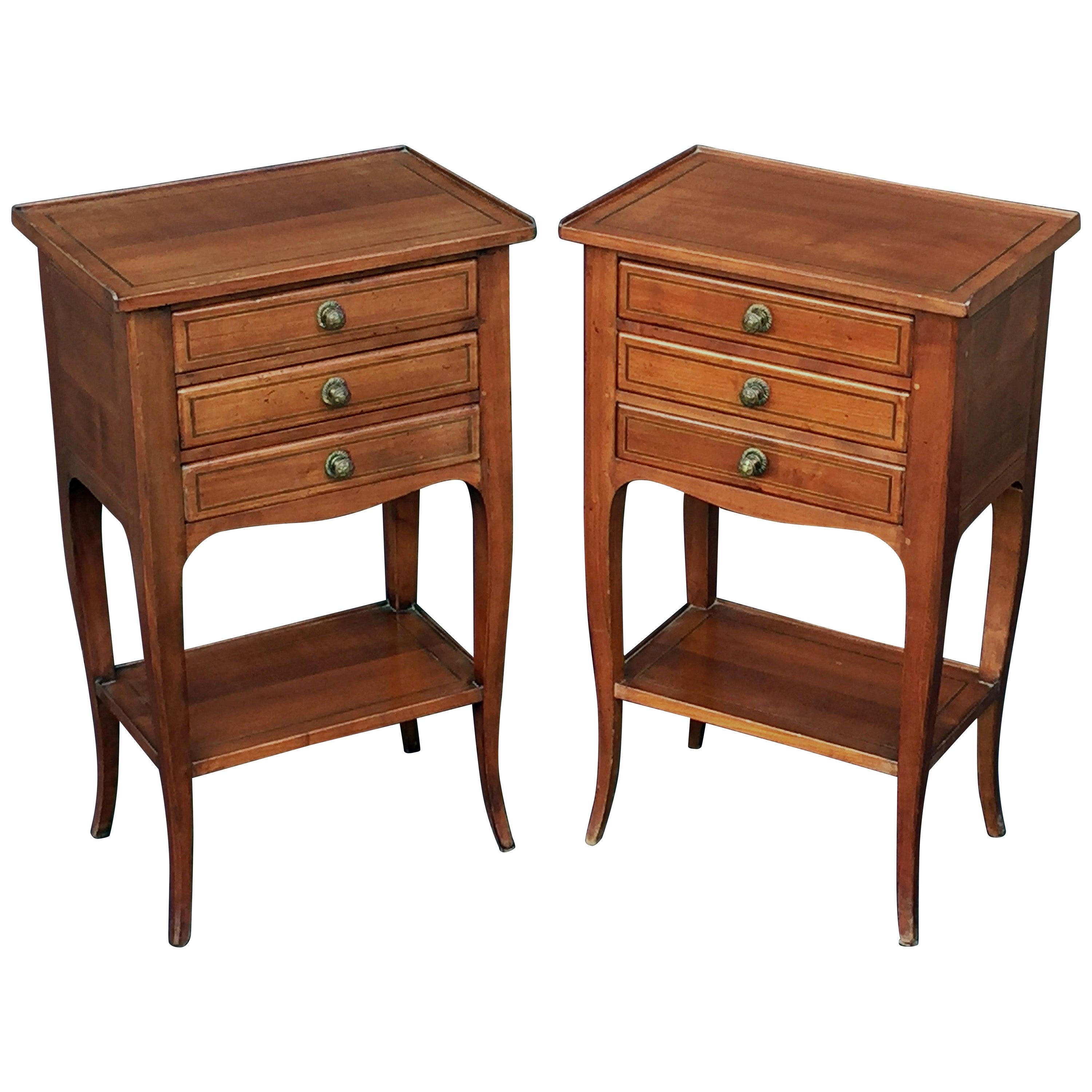 French Nightstands or Side Tables of Chestnut 'Priced as a Pair'