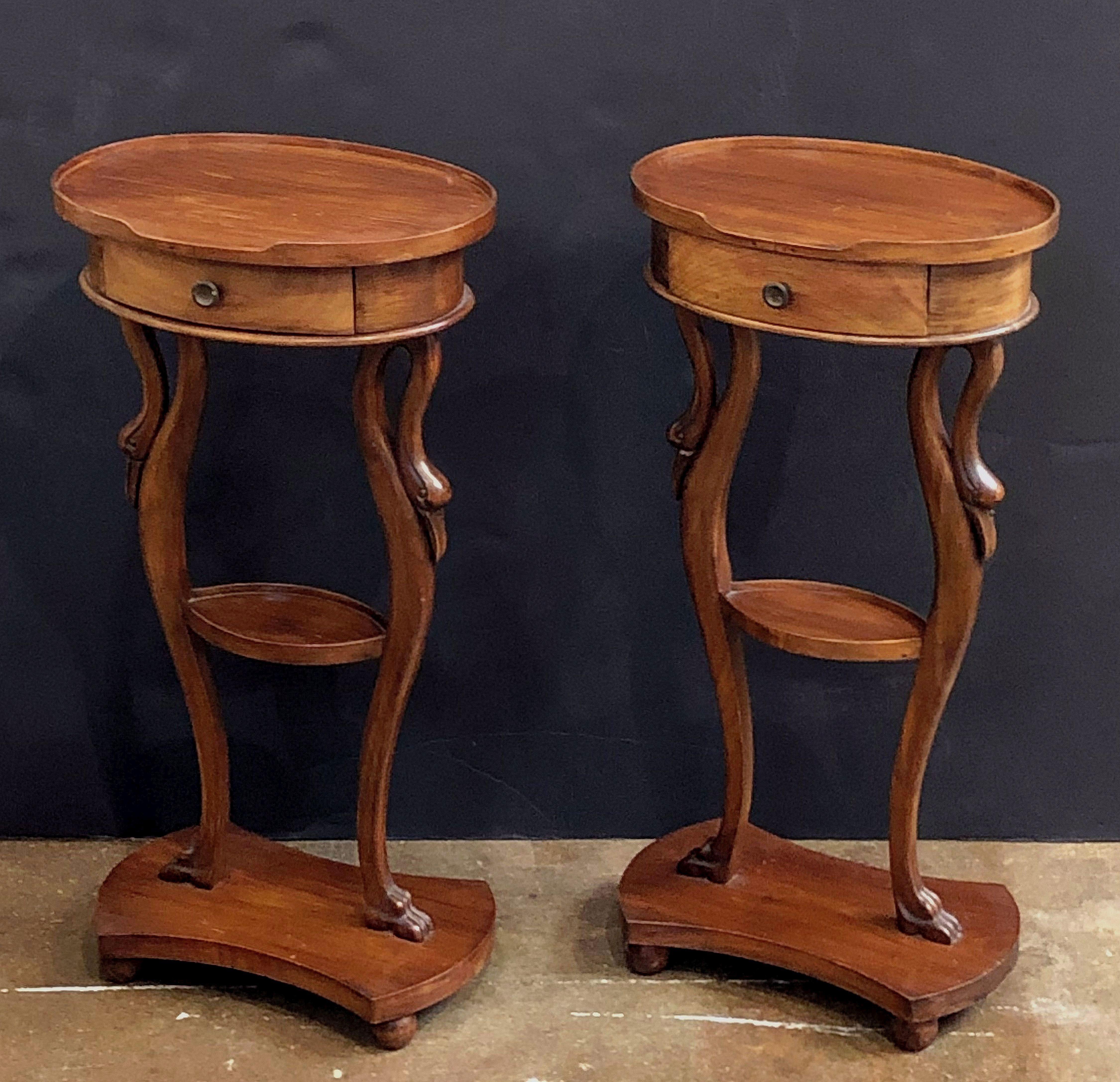 French Nightstands or Side Tables with Swan Legs 'Priced as a Pair' In Good Condition In Austin, TX