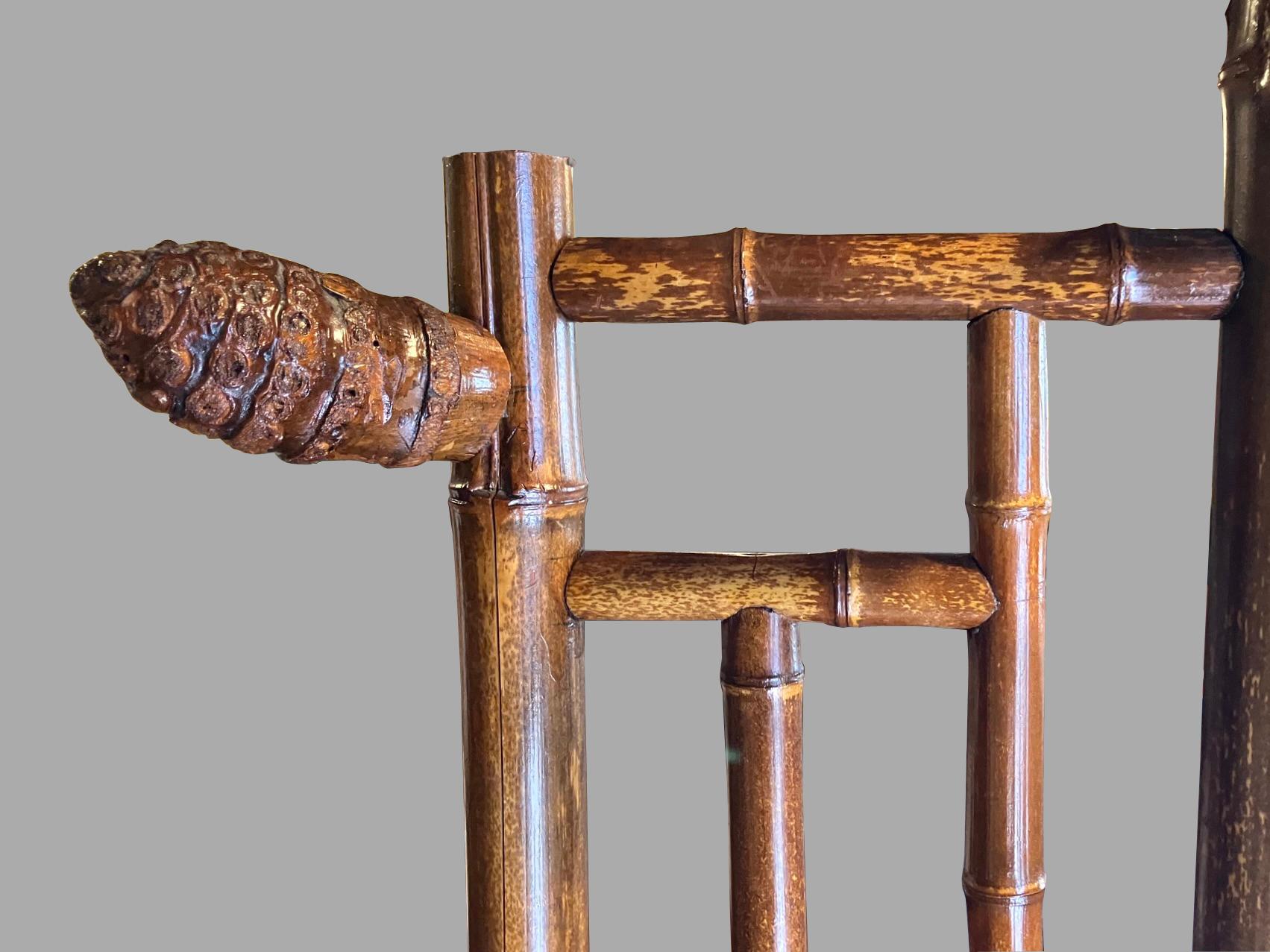 French Nineteenth Century Bamboo Hall Tree with Central Mirror and Drawer 6