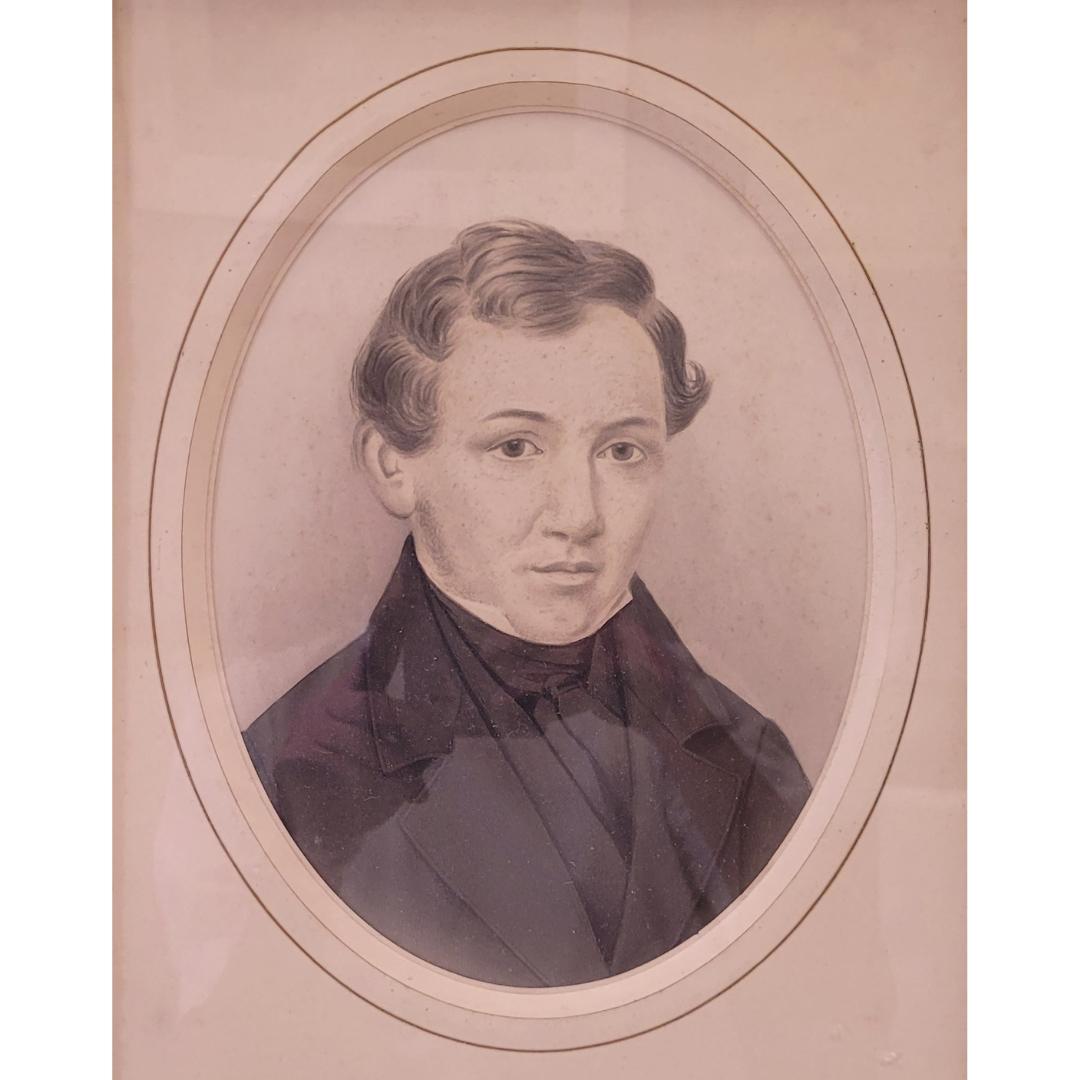 French Noble portrait Graphite drawing  with carved gilded wood  frame For Sale 13