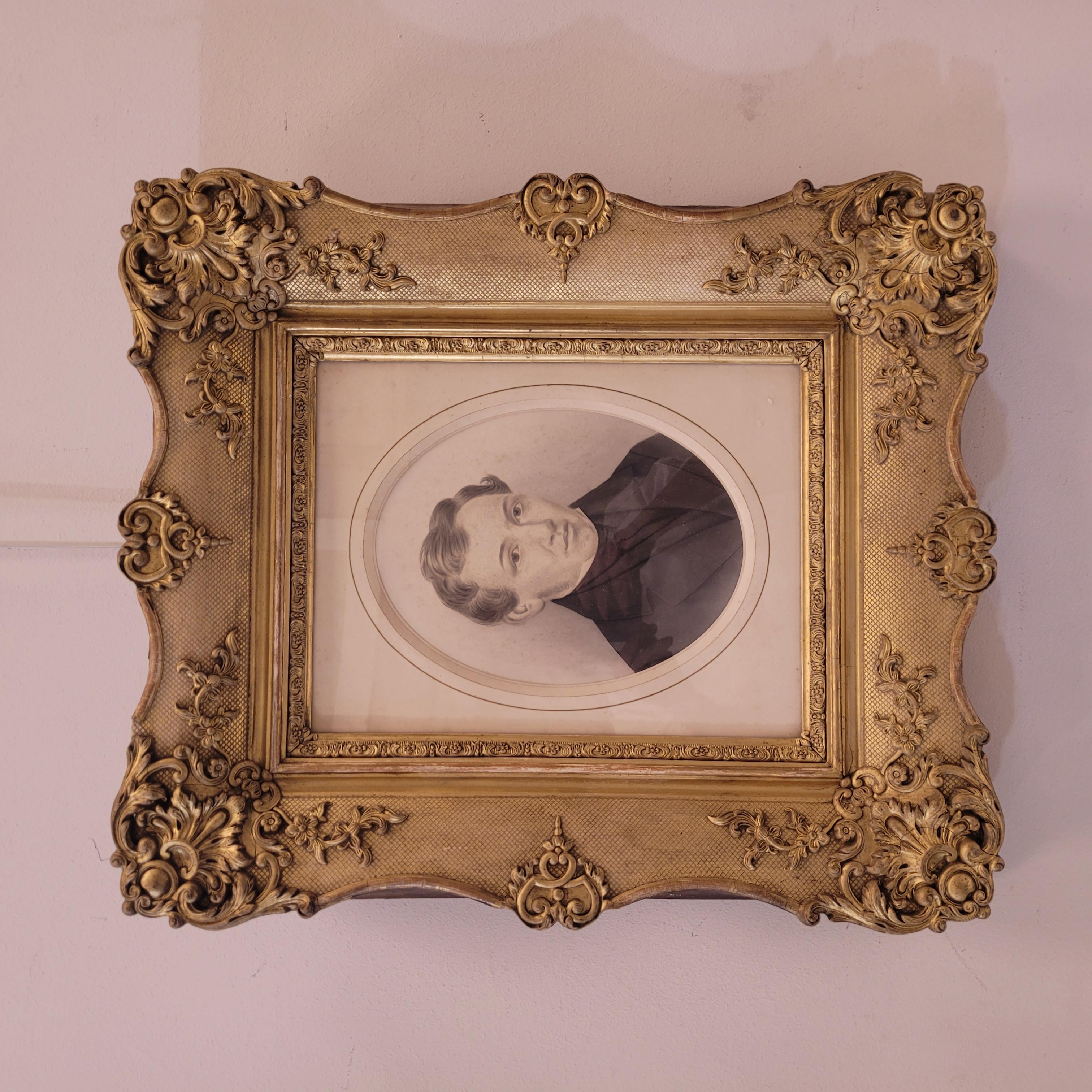 Outstanding French Noble portrait with carved frame, graphite drawing, ff. XIX, pp. XX 
Technical data
Drawing on paper
Title of the work: Untitled
Author: anonymous
Portrait painting
Late 19th century, early 20th century
Country of origin: