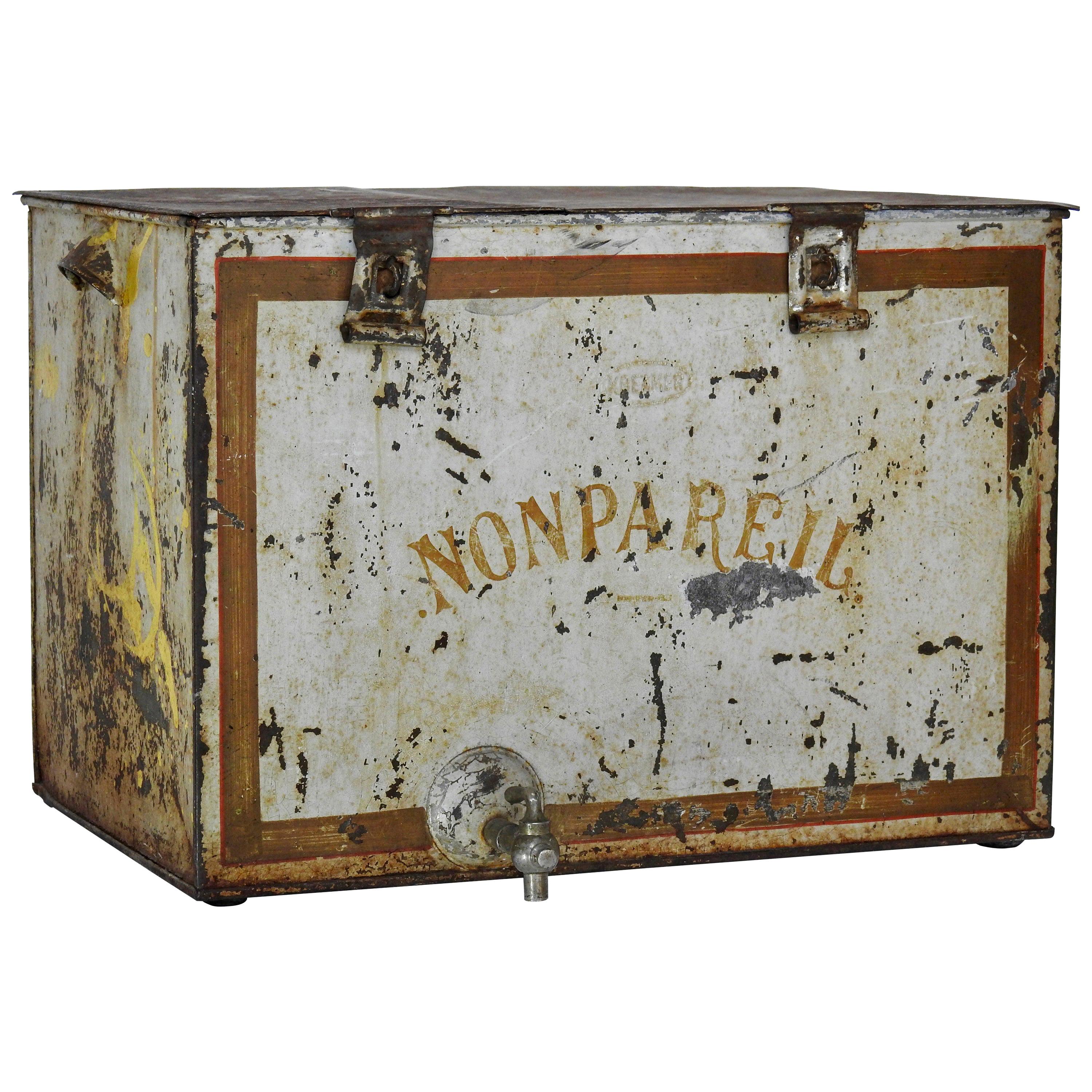 French Non Pareil Metal Ice Box For Sale