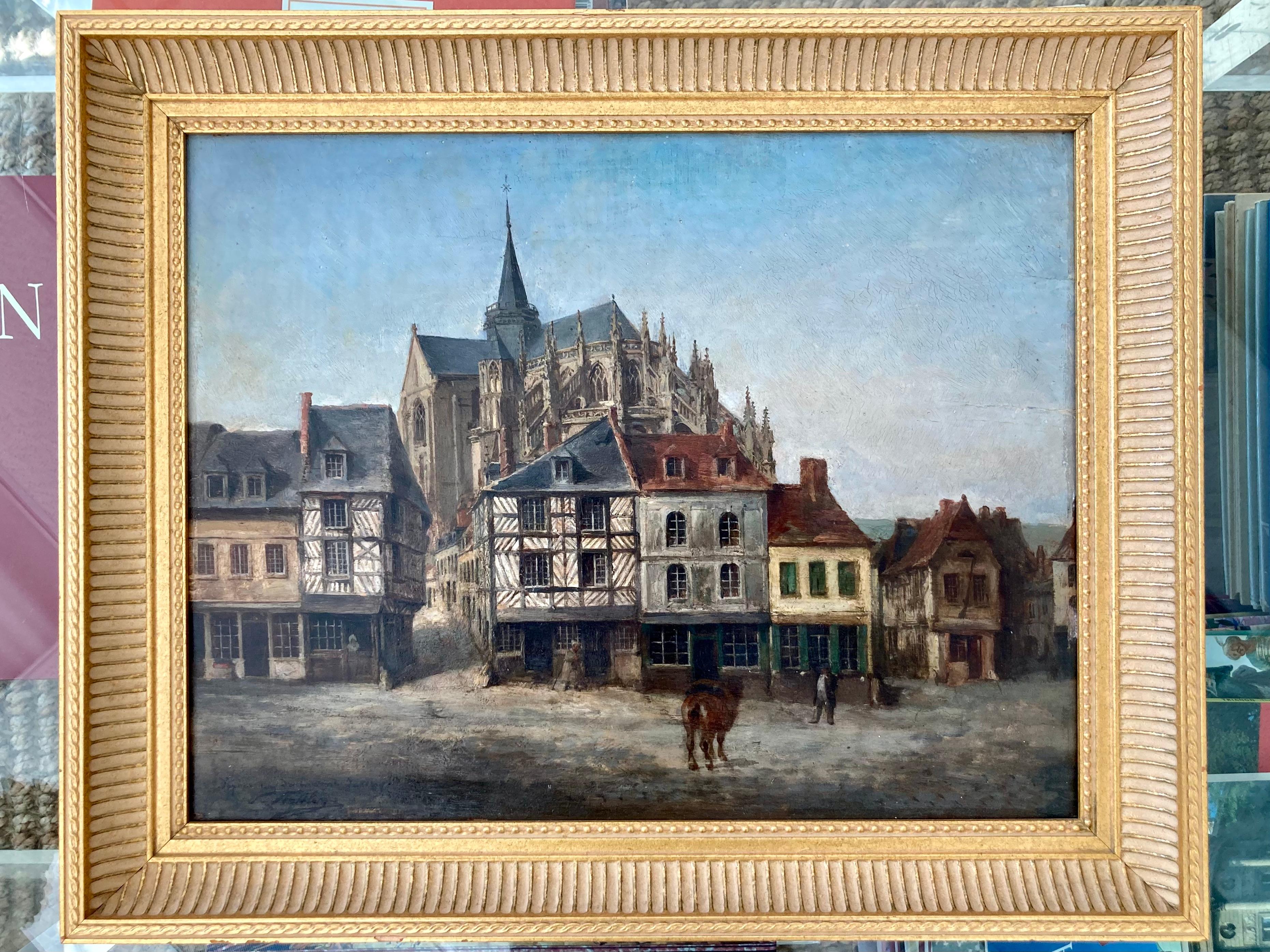 Beautiful French Normandie village painting.

Sight dimensions: 17.5