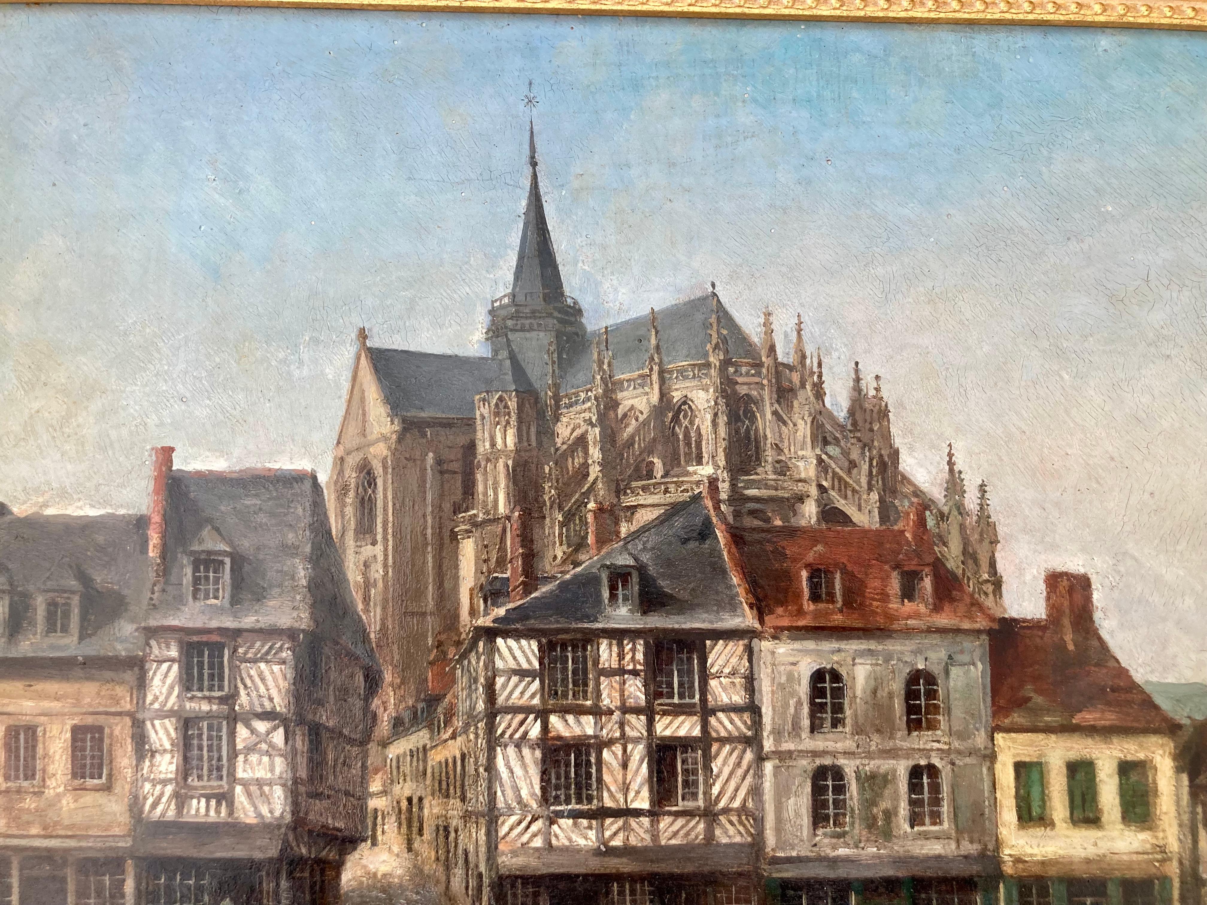 20th Century French Normandie Village Painting For Sale