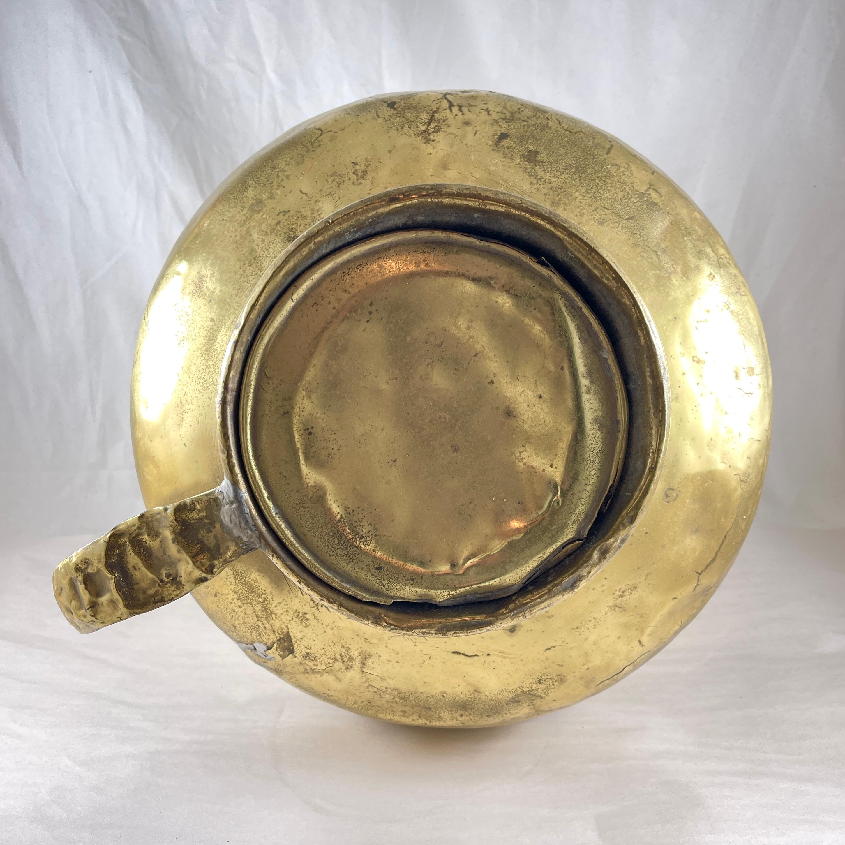 French Normandy Large Rustic Brass Milk Jug with Lid – circa 1850 For Sale 6