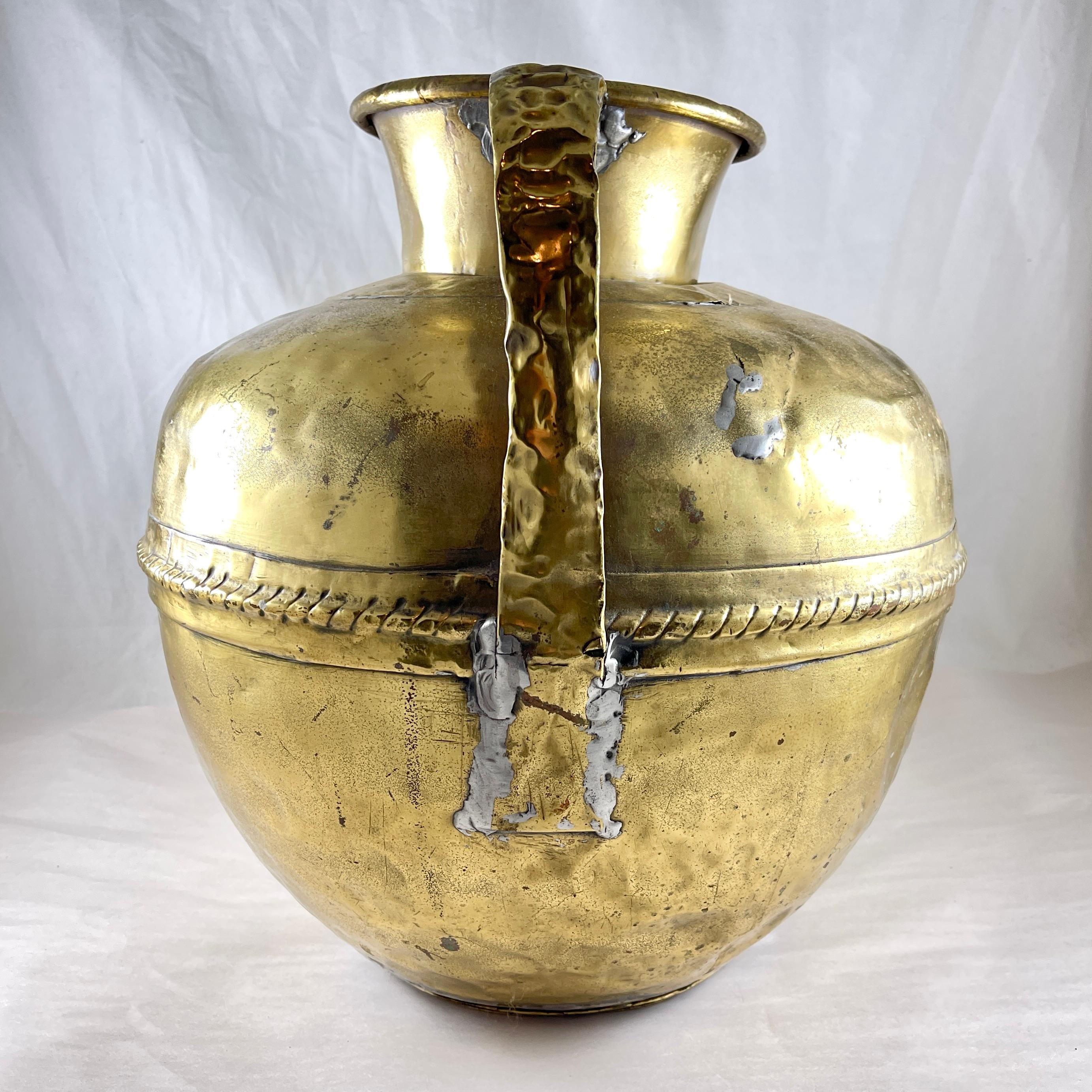 French Normandy Large Rustic Brass Milk Jug with Lid – circa 1850 For Sale 2
