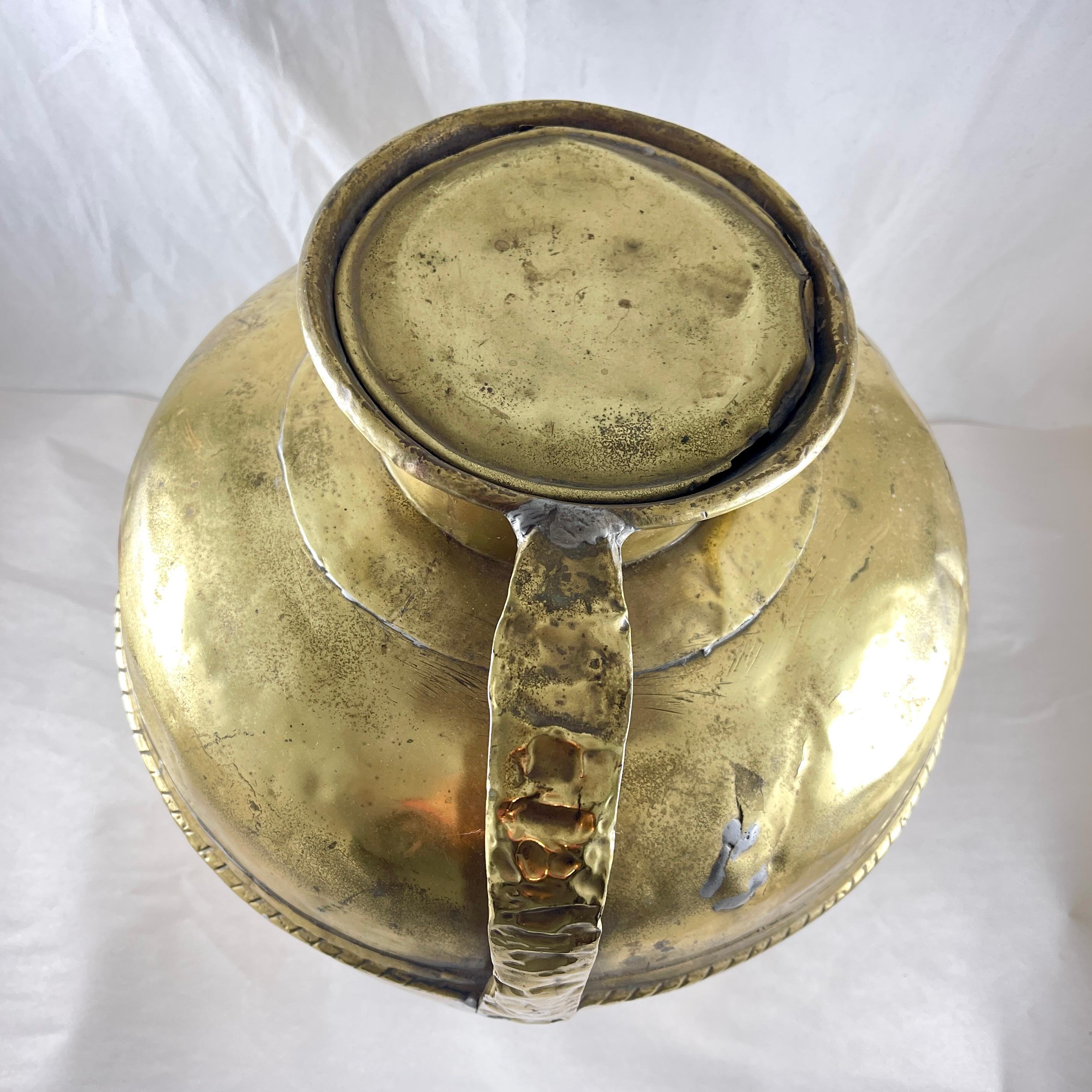 French Normandy Large Rustic Brass Milk Jug with Lid – circa 1850 For Sale 3