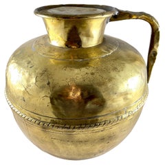 Used French Normandy Large Rustic Brass Milk Jug with Lid – circa 1850