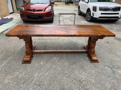 French Normandy Solid Oak Baluster Trestle or Farm Table or Monastery Table