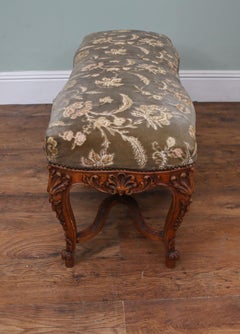 French Normandy Window Seat Carved Oak Stool 1890