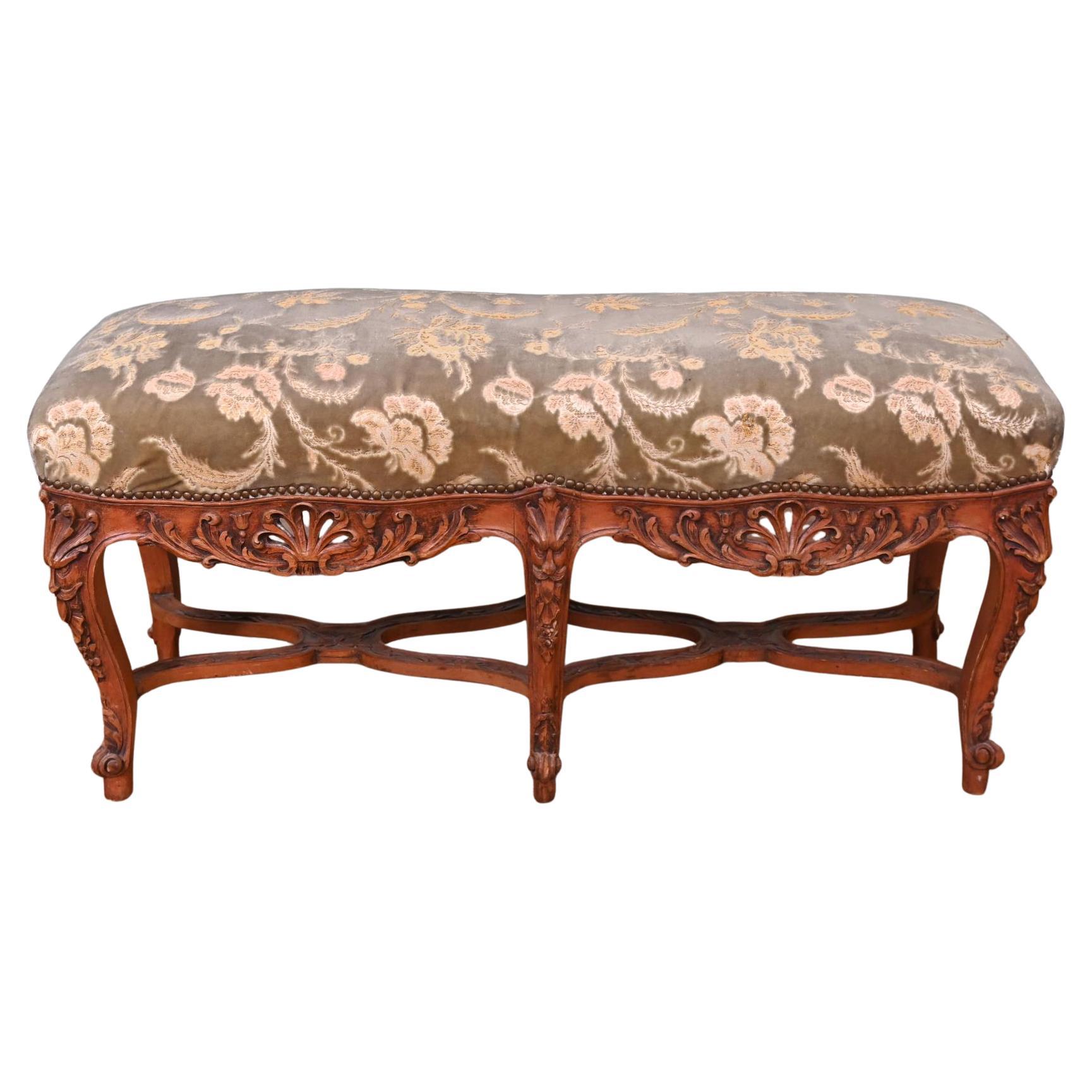 French Normandy Window Seat Carved Oak Stool 1890