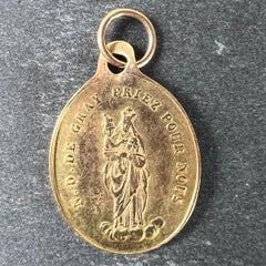 French Notre Dame de Gray Guardian Angel 18 Karat Yellow Gold Medal Pendant