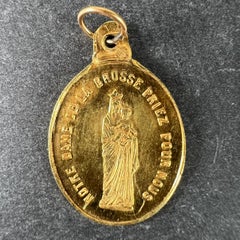 French Notre Dame de la Brosse Bains 18 Karat Yellow Gold Charm Medal Pendant