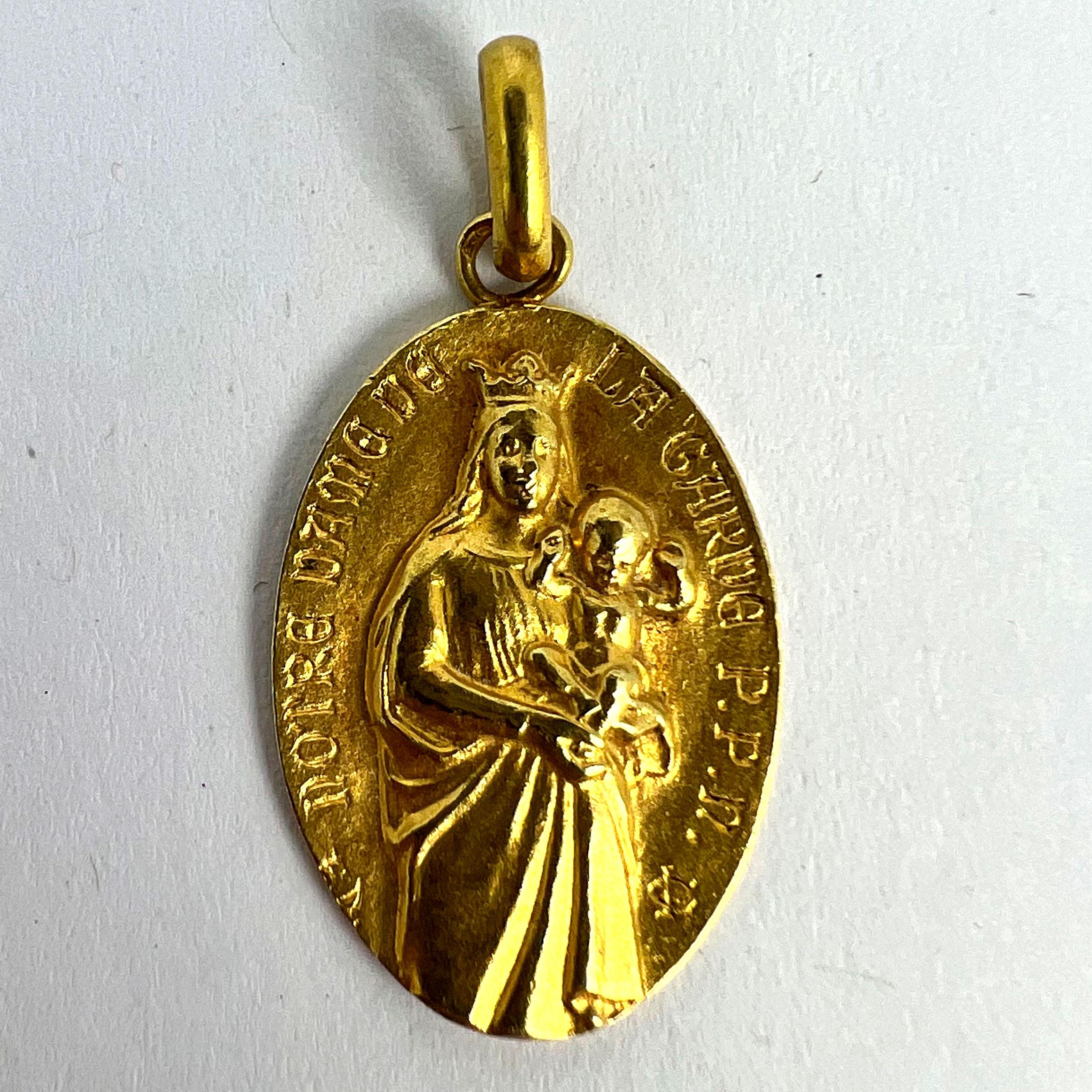 Pendentif français Notre Dame de la Garde Marseilles en or jaune 18 carats en vente 4