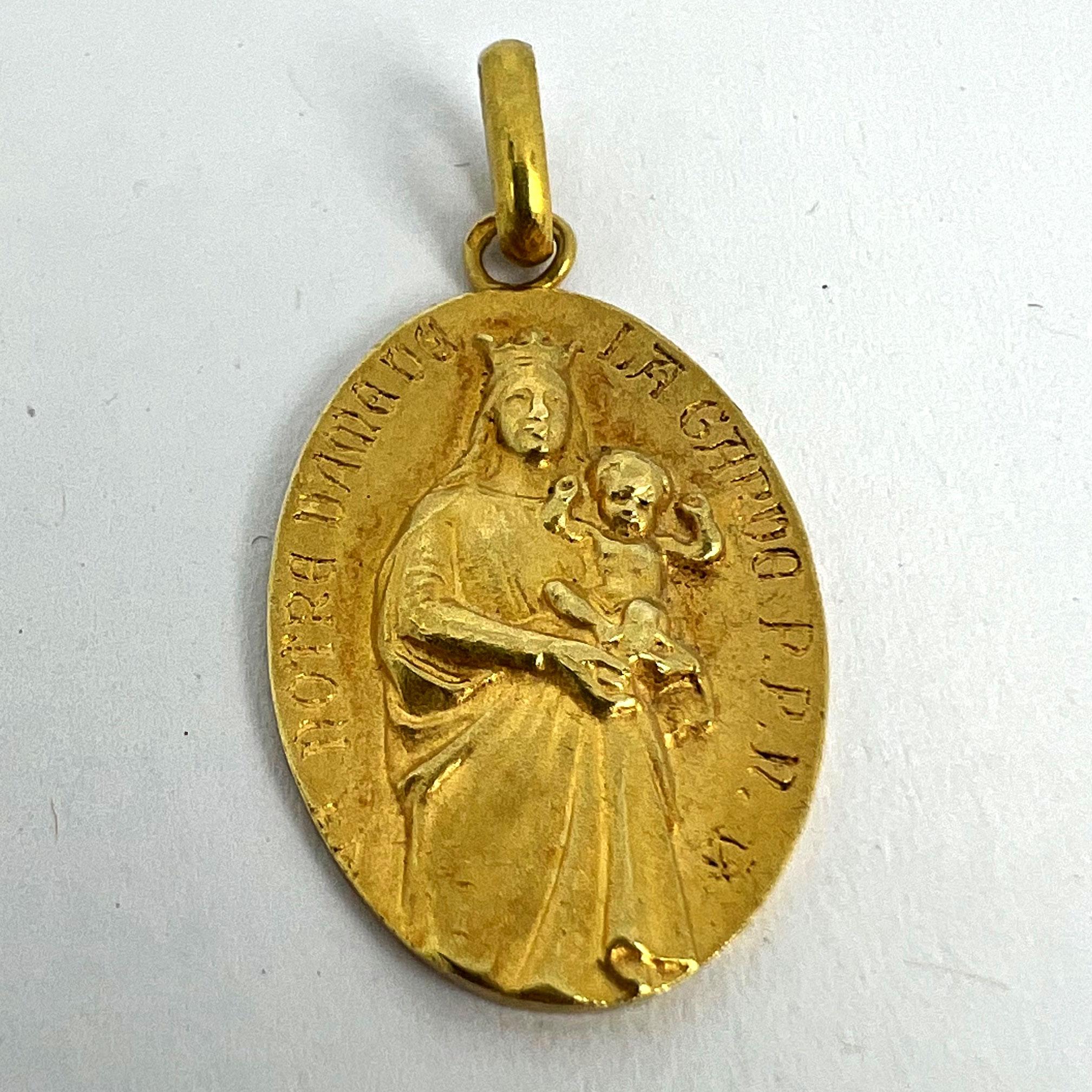 Pendentif français Notre Dame de la Garde Marseilles en or jaune 18 carats en vente 5