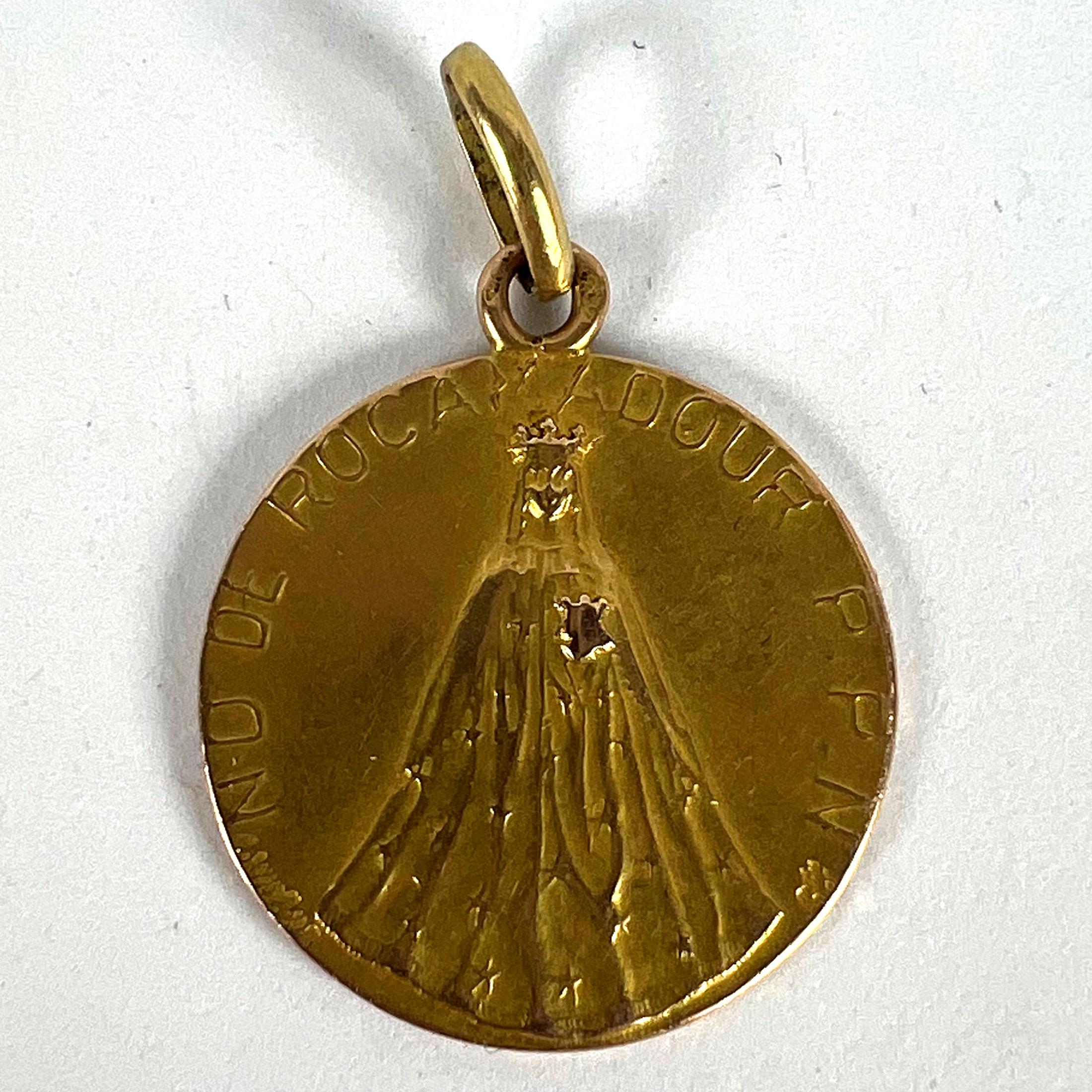 Colgante Medalla de la Virgen María francesa de Notre Dame de Rocamadour en oro amarillo de 18 quilates en venta 7