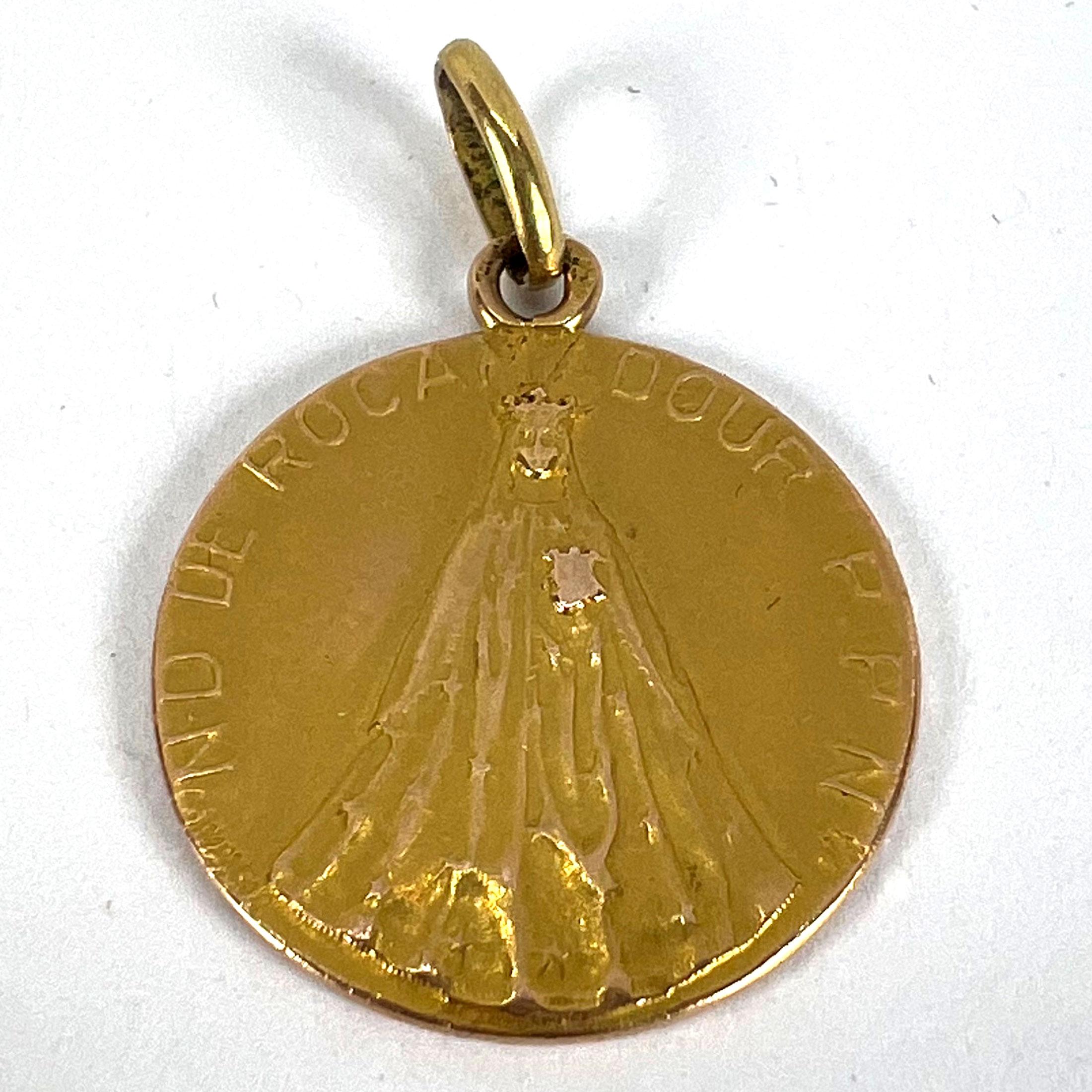 Colgante Medalla de la Virgen María francesa de Notre Dame de Rocamadour en oro amarillo de 18 quilates en venta 8