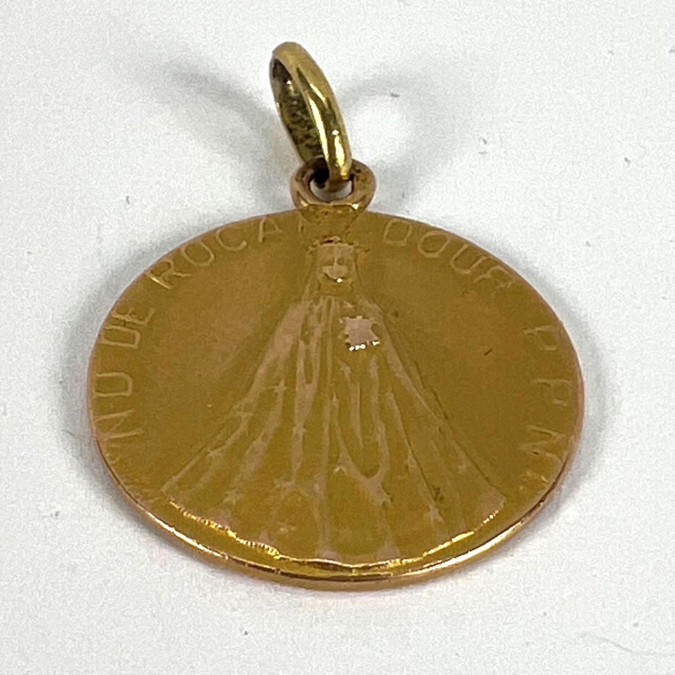 Colgante Medalla de la Virgen María francesa de Notre Dame de Rocamadour en oro amarillo de 18 quilates en venta 9