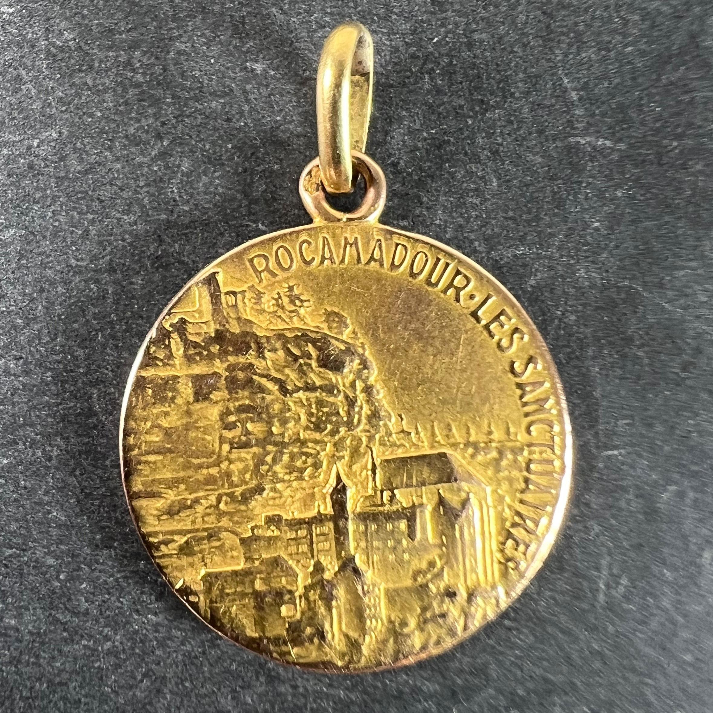 Colgante Medalla de la Virgen María francesa de Notre Dame de Rocamadour en oro amarillo de 18 quilates en Bueno estado para la venta en London, GB