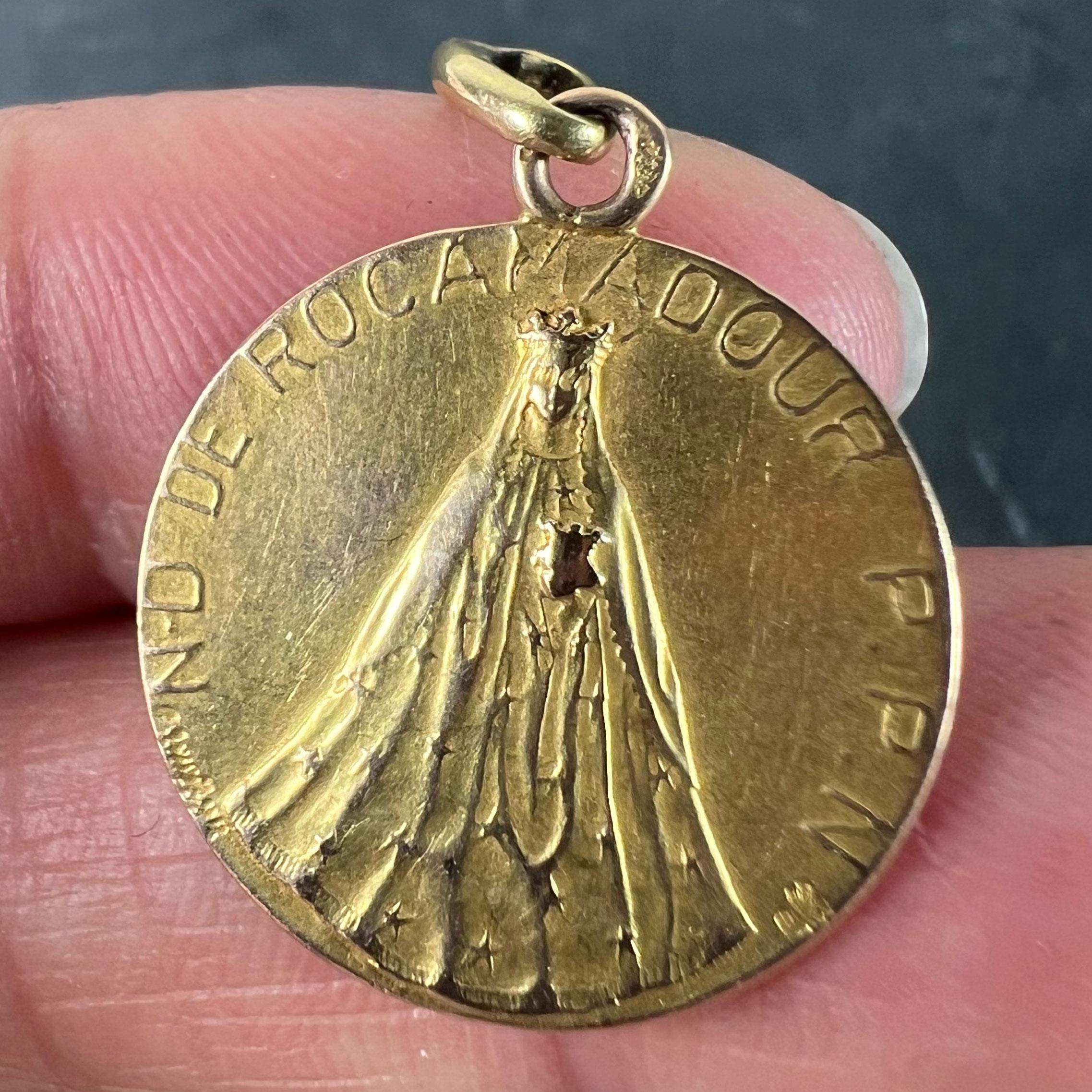 Colgante Medalla de la Virgen María francesa de Notre Dame de Rocamadour en oro amarillo de 18 quilates en venta 1