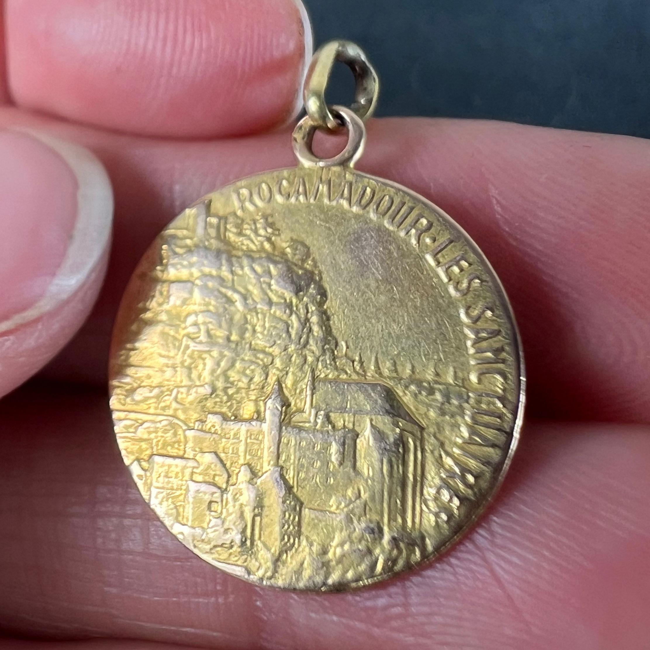 Colgante Medalla de la Virgen María francesa de Notre Dame de Rocamadour en oro amarillo de 18 quilates en venta 4