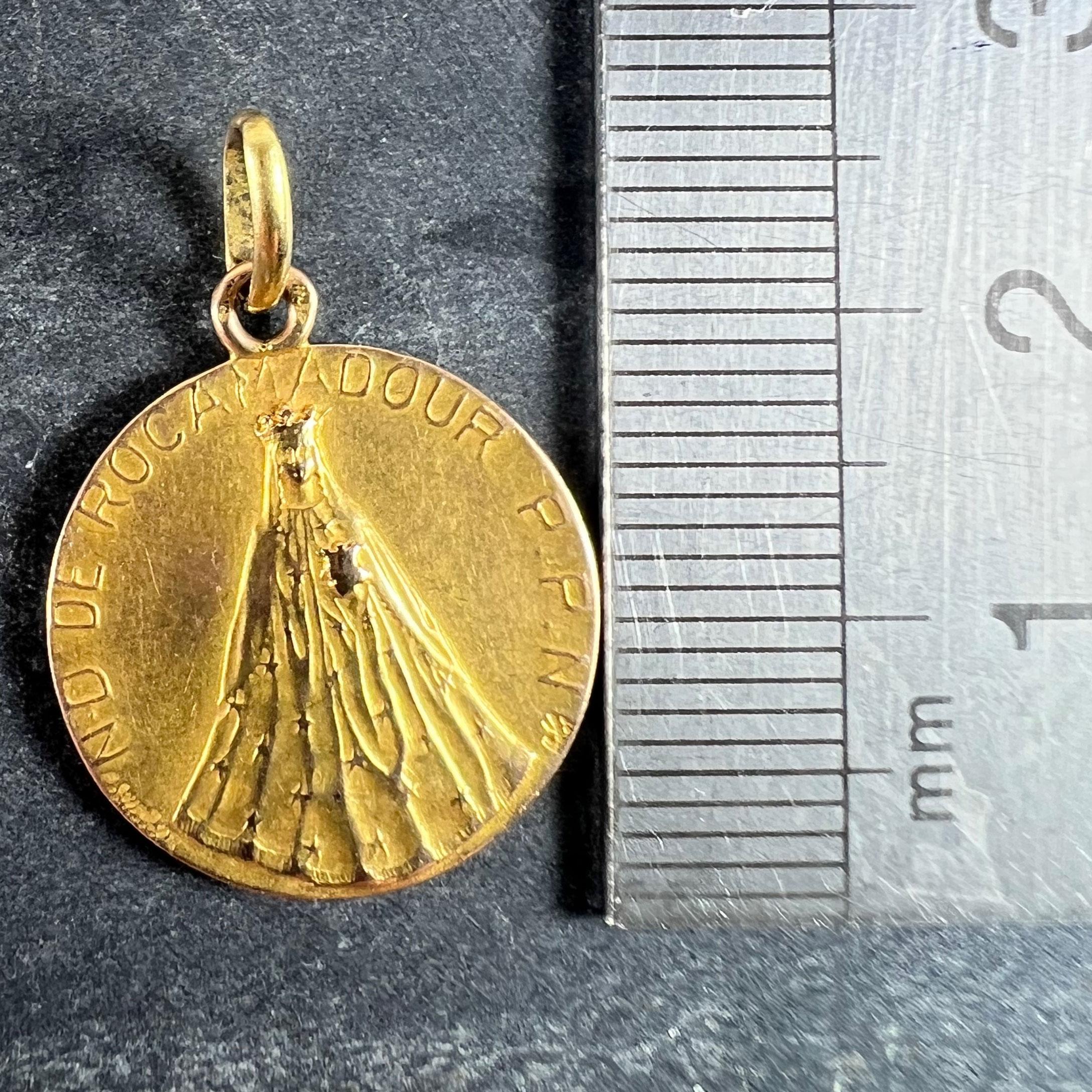 Colgante Medalla de la Virgen María francesa de Notre Dame de Rocamadour en oro amarillo de 18 quilates en venta 5