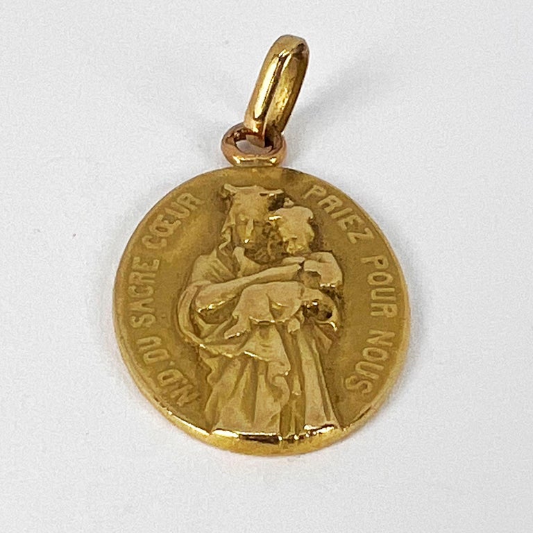 French Notre Dame du Sacre Coeur 18 Karat Yellow Gold Charm Pendant For ...