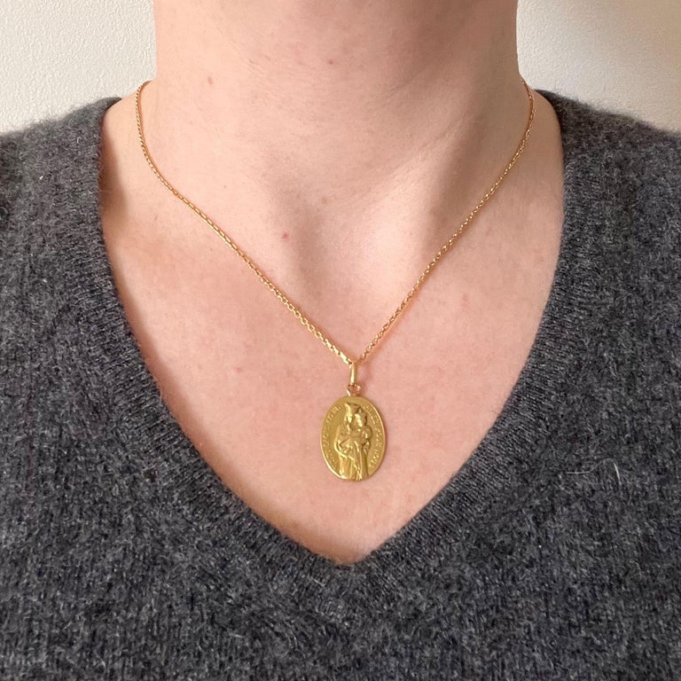 French Notre Dame du Sacre Coeur 18 Karat Yellow Gold Charm Pendant For ...