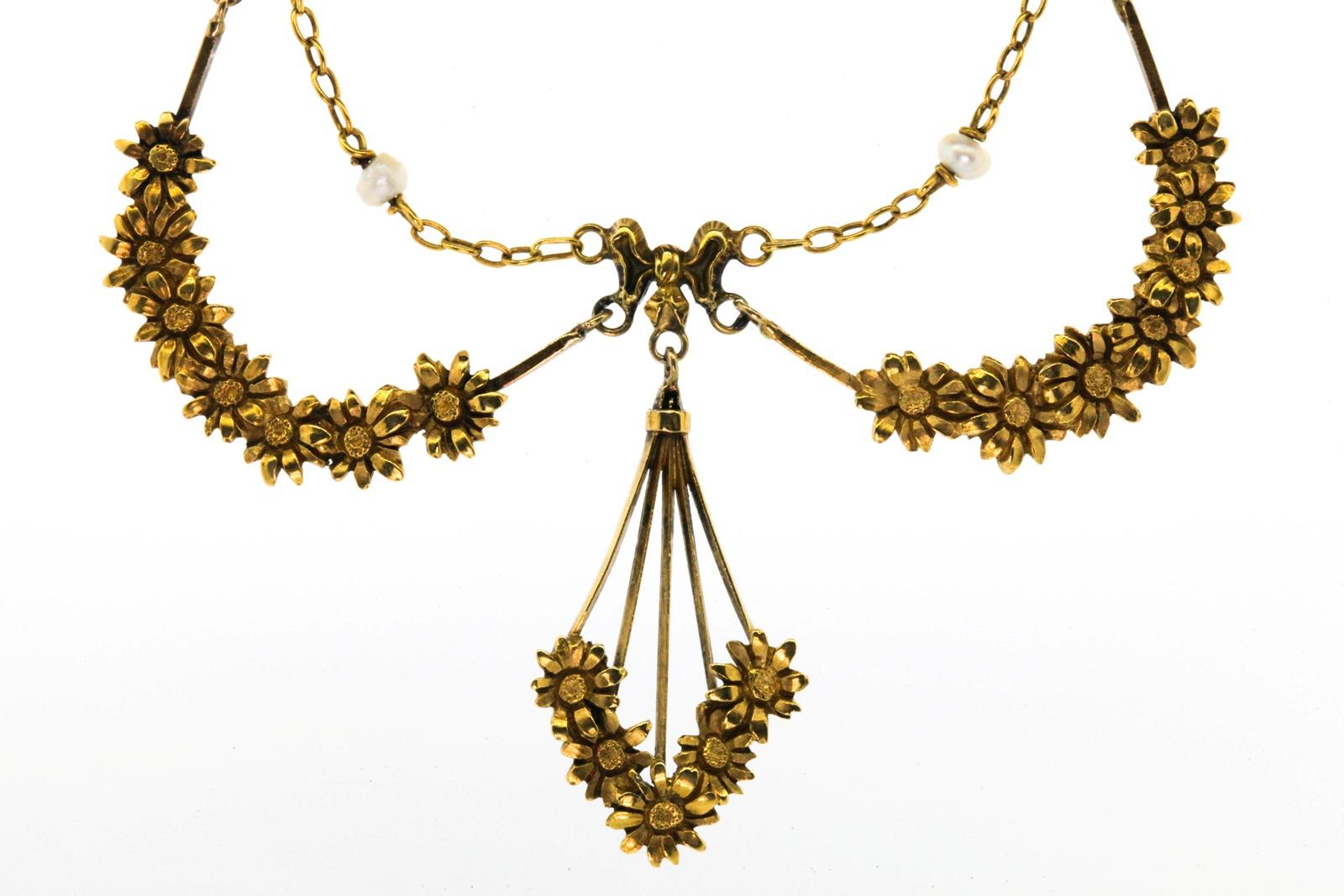 Art Nouveau French Nouveau Gold Necklace