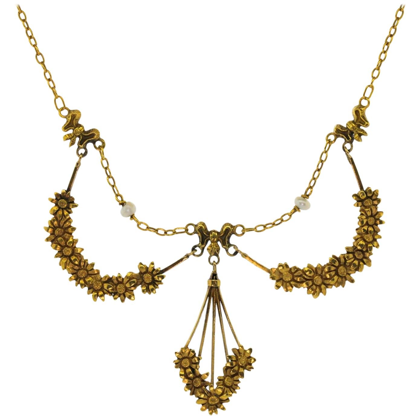 French Nouveau Gold Necklace