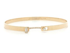 French Novel Heritage 18k Gold Diamond Dinner Date Mood Bangle Bracelet