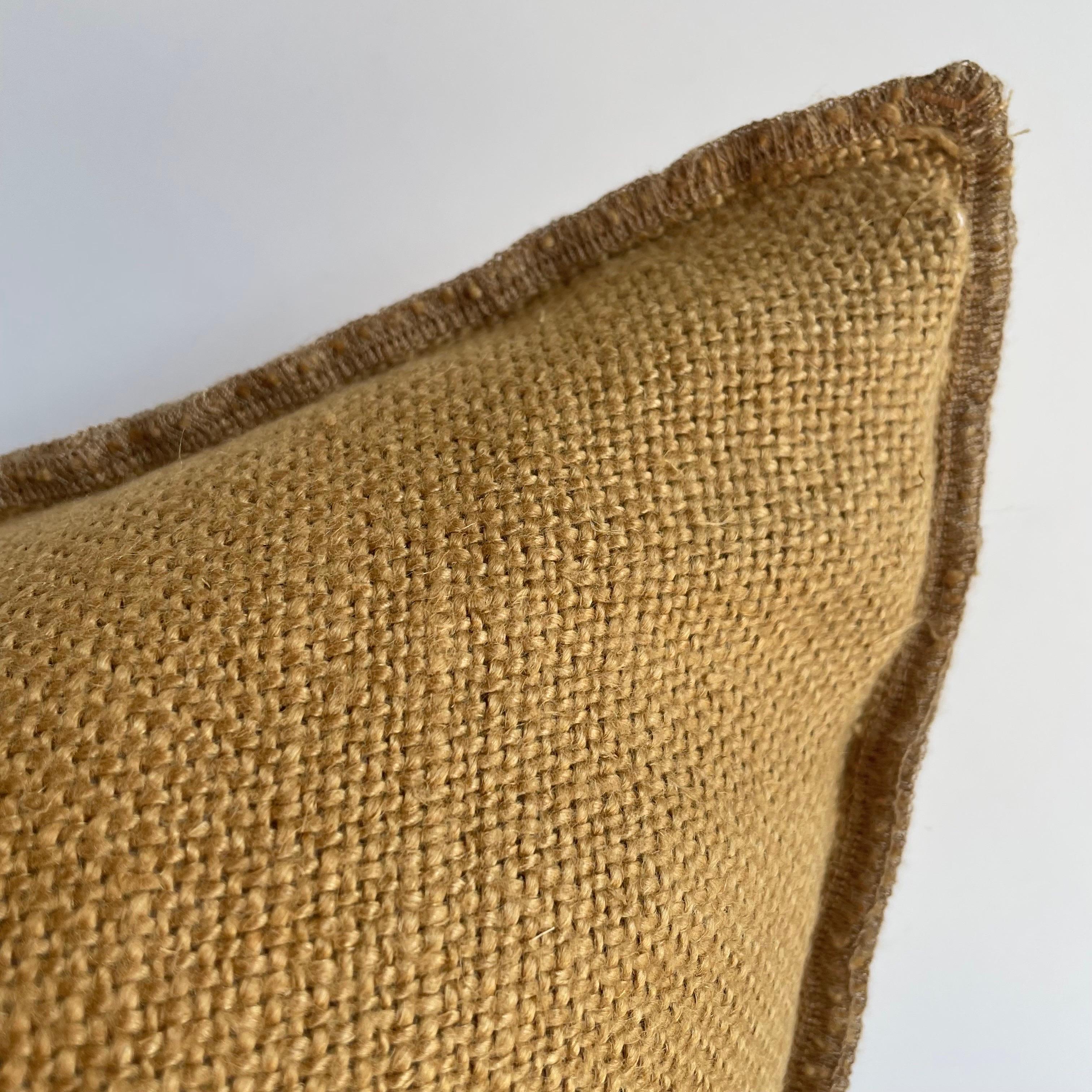 Contemporary French Nubby Linen Accent Pillow in Golden Brown For Sale
