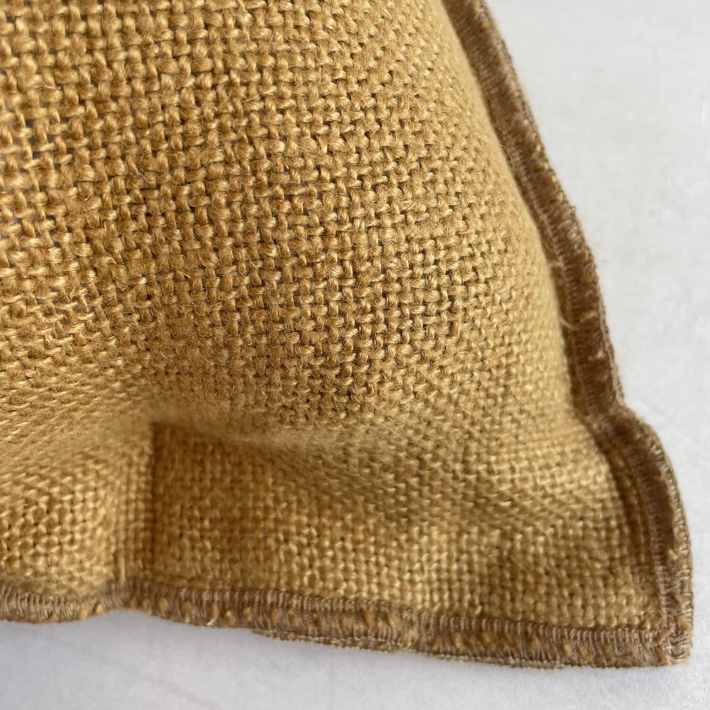 French Nubby Linen Accent Pillow in Golden Brown For Sale 1