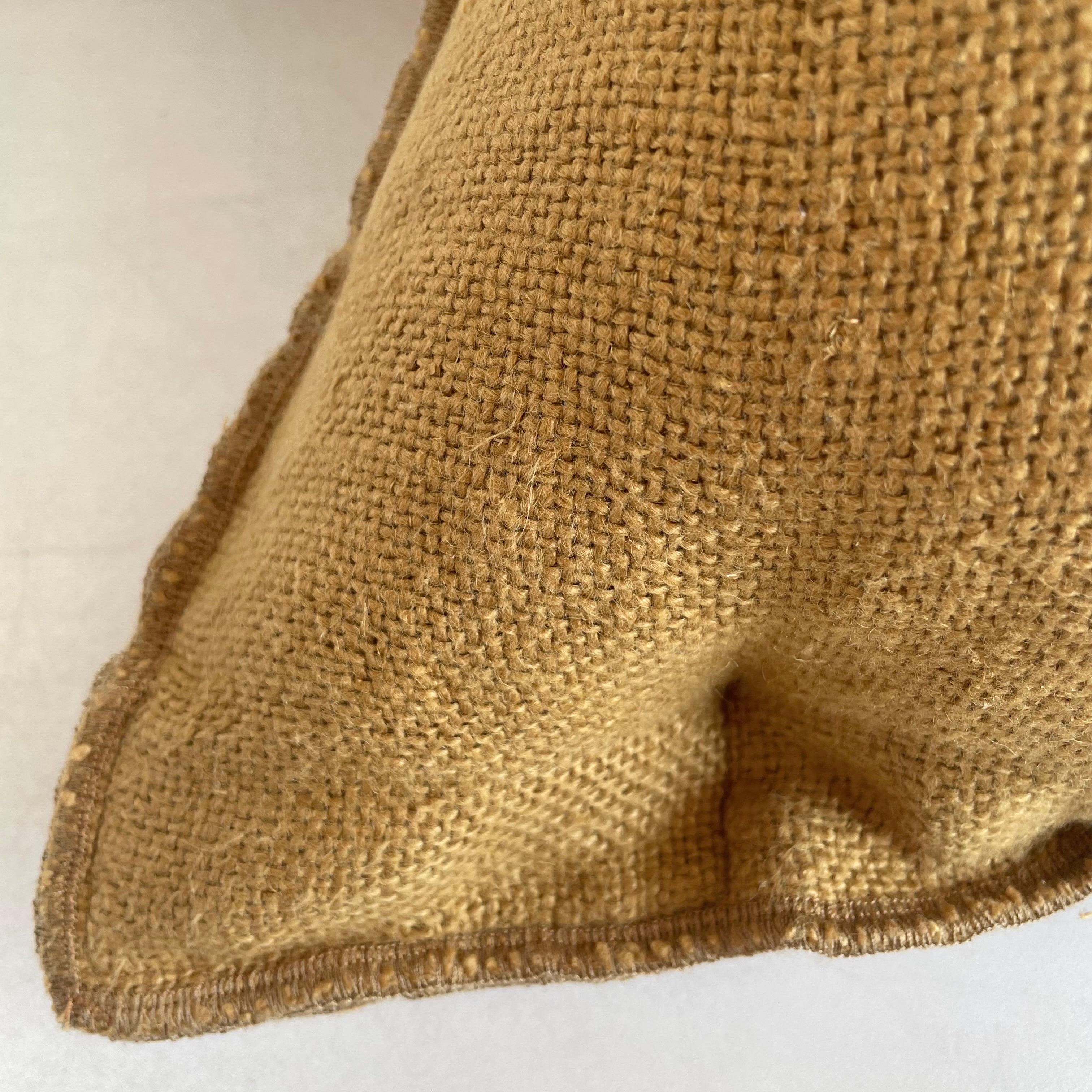 French Nubby Linen Accent Pillow in Golden Brown For Sale 2