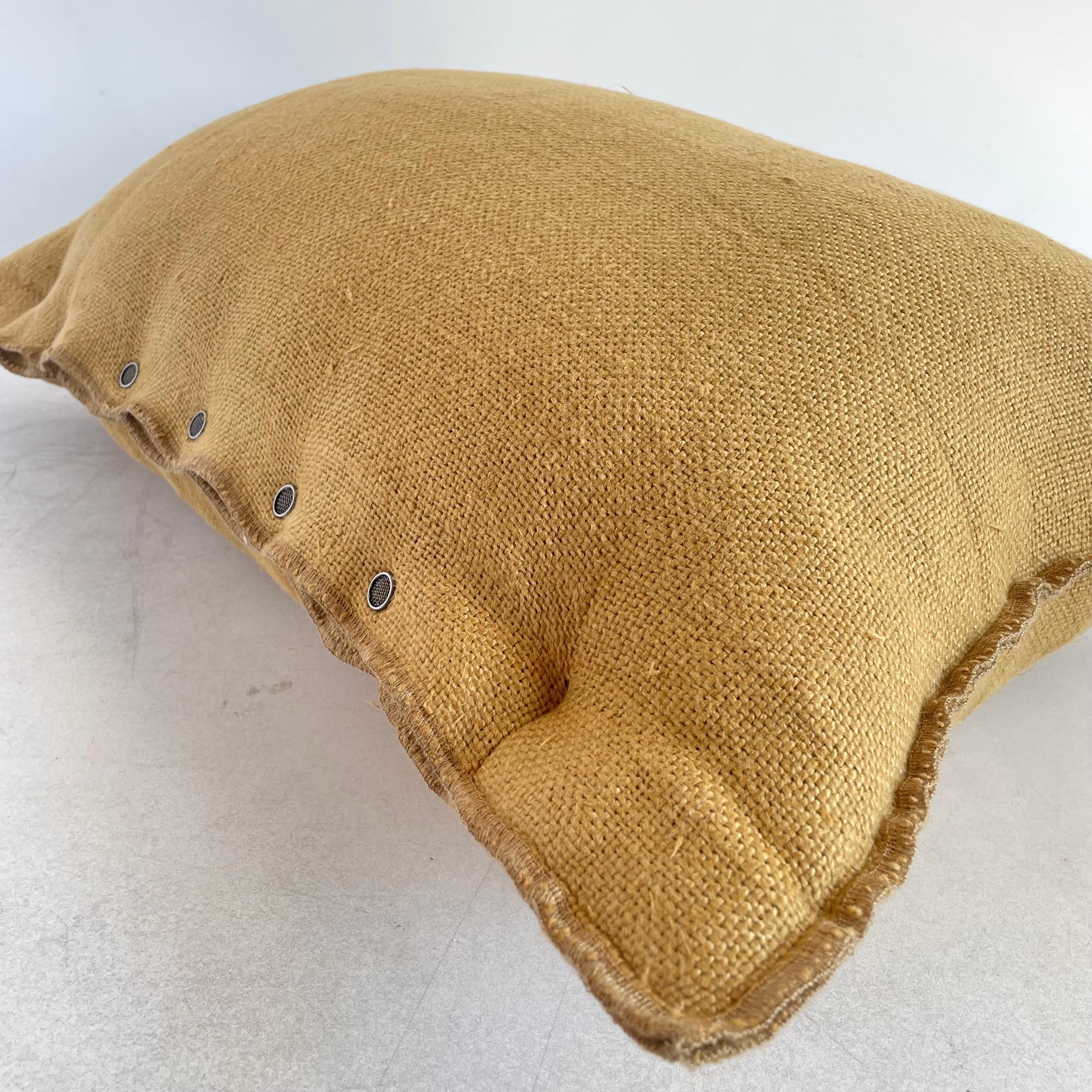 French Nubby Linen Accent Pillow in Golden Brown For Sale 3
