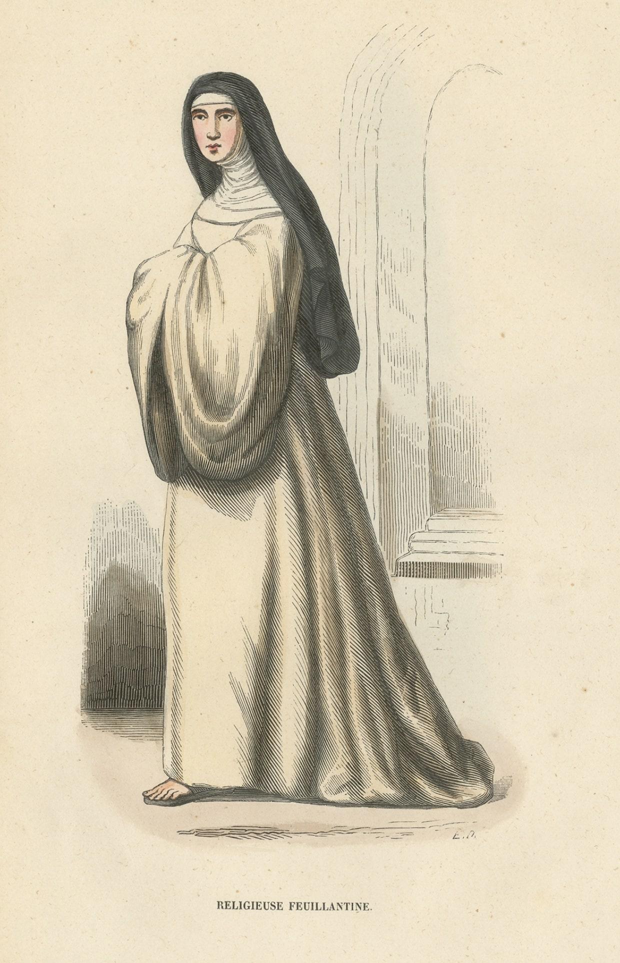  Nun of the Order of Feuillantines, un ecclésiastique catholique, 1845 Bon état - En vente à Langweer, NL