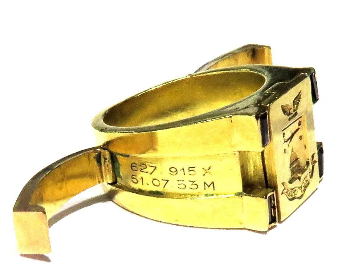 French O Roy Chalk Washington Capital Dome Gold Crest Multi Compartment Ring For Sale 5