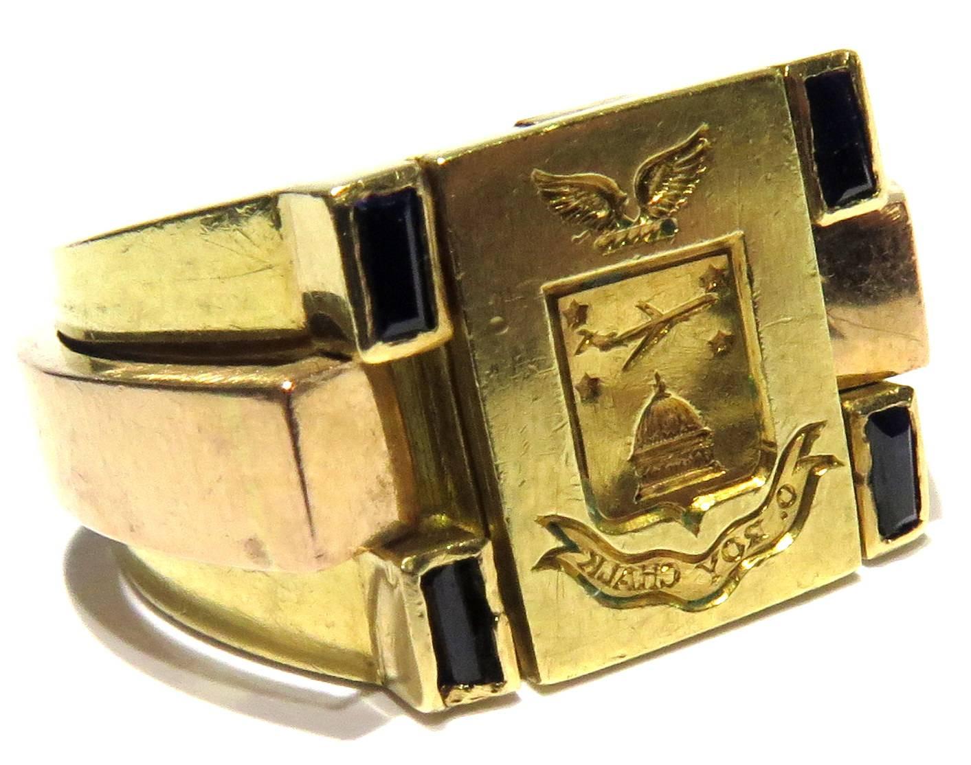French O Roy Chalk Washington Capital Dome Gold Crest Multi Compartment Ring For Sale 12