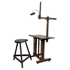 Vintage French Oak 1930's Draughtsman's Desk