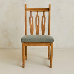 French Oak Accent Chair in the Manner of Guillerme et Chambron, 1960s